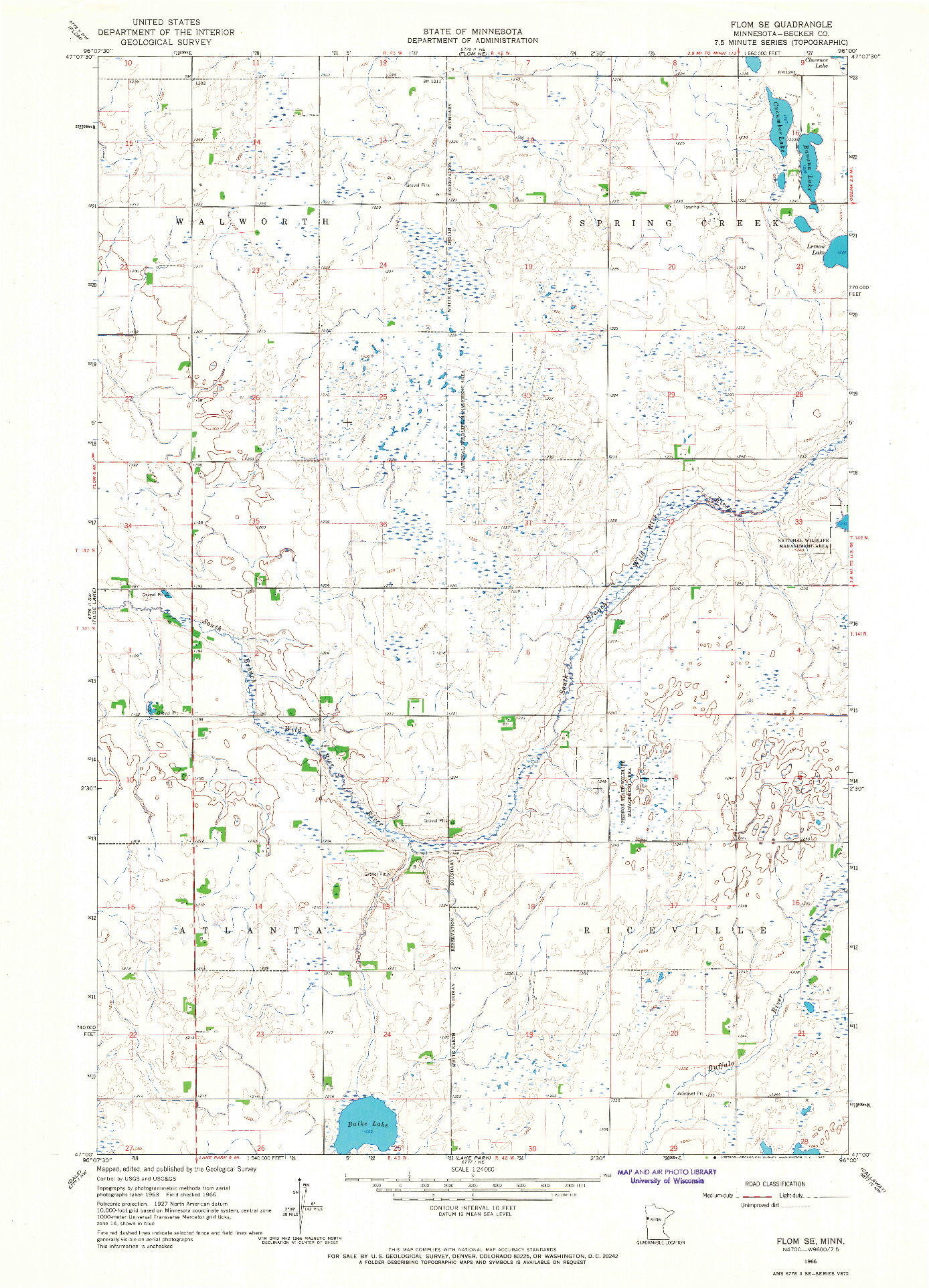 USGS 1:24000-SCALE QUADRANGLE FOR FLOM SE, MN 1966