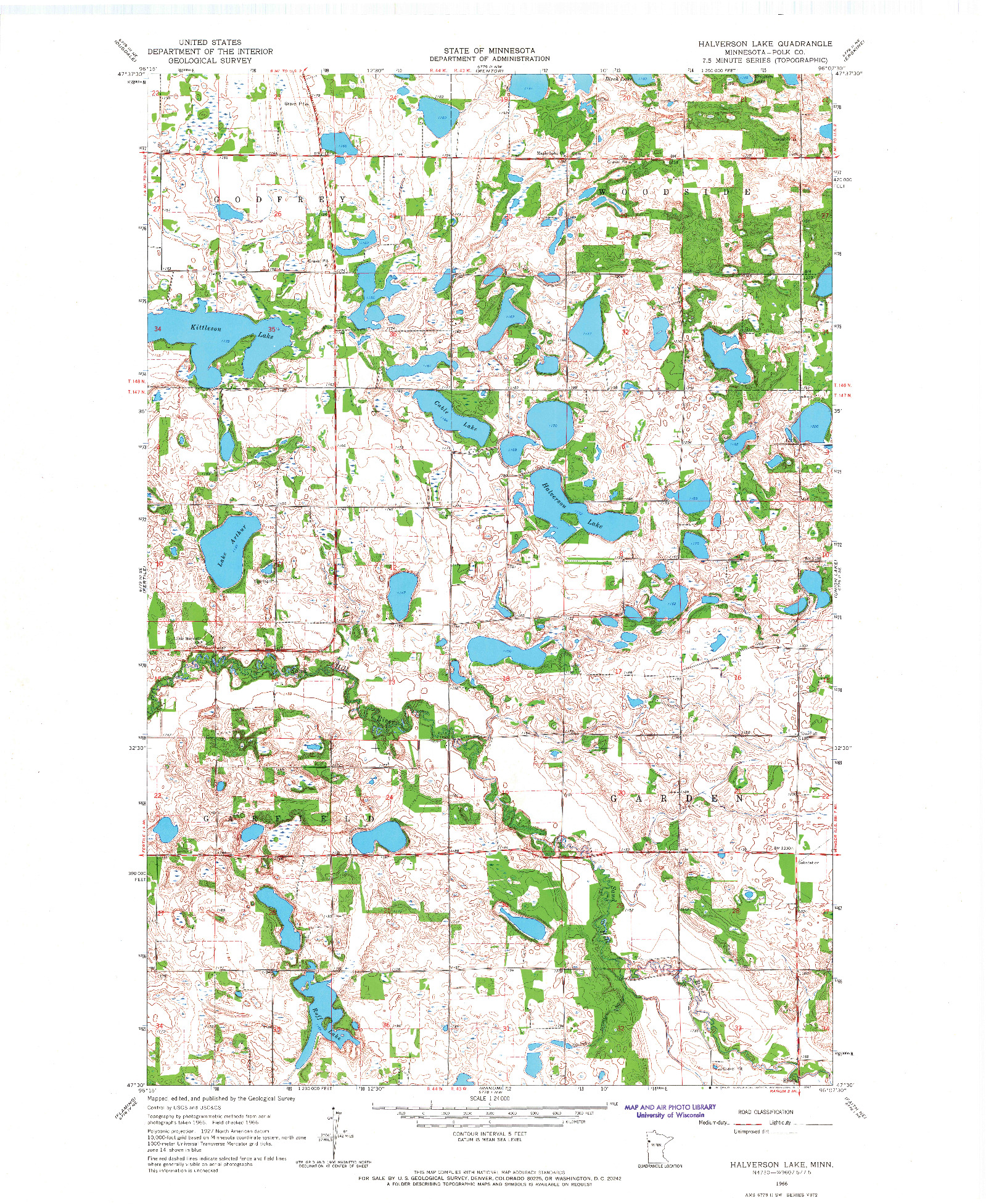 USGS 1:24000-SCALE QUADRANGLE FOR HALVERSON LAKE, MN 1966