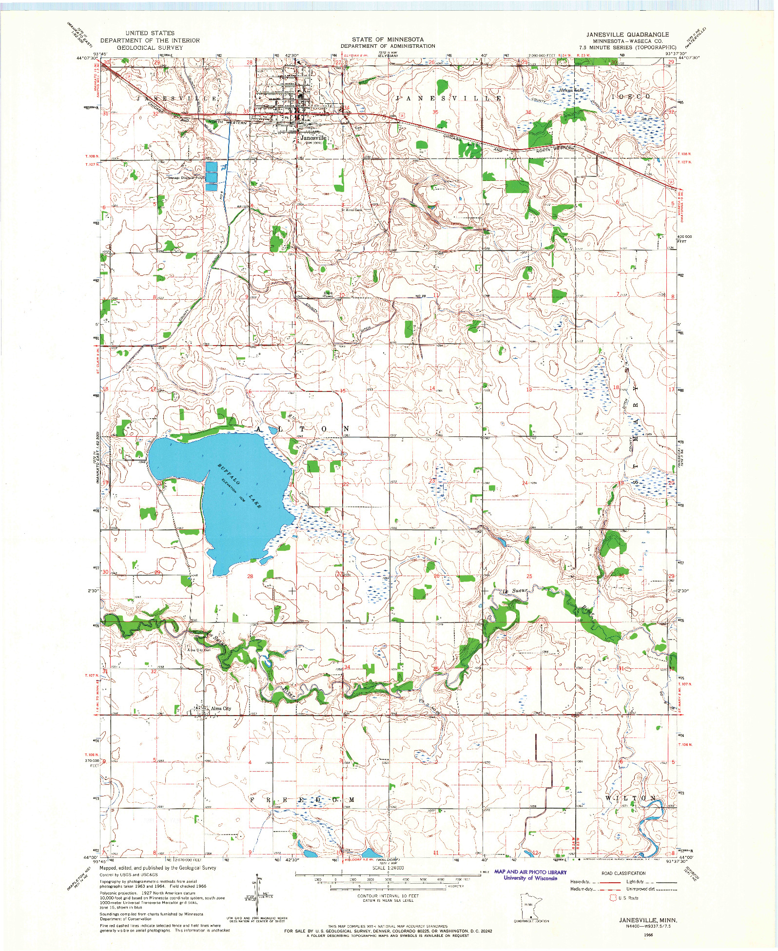 USGS 1:24000-SCALE QUADRANGLE FOR JANESVILLE, MN 1966