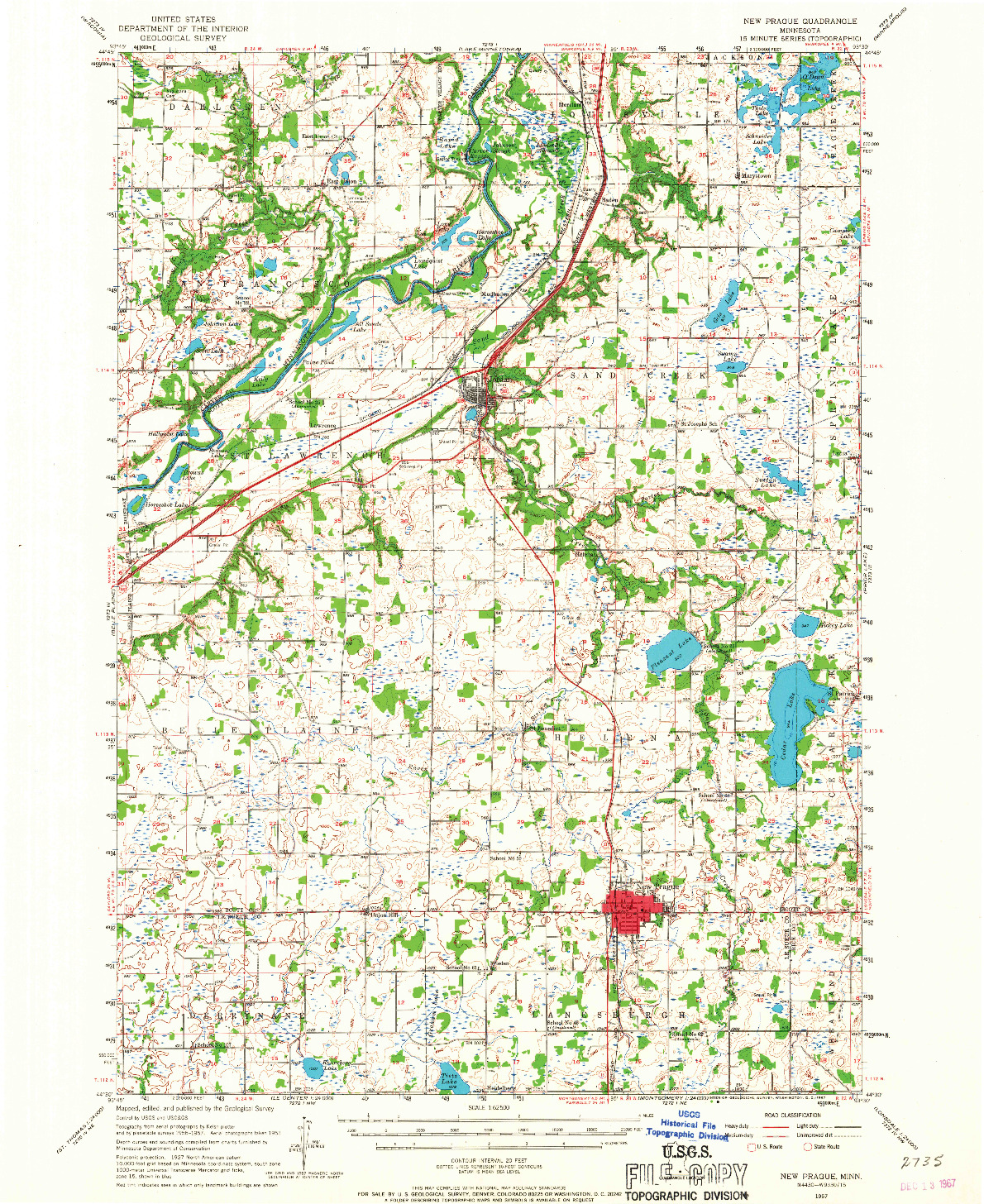 USGS 1:62500-SCALE QUADRANGLE FOR NEW PRAGUE, MN 1957