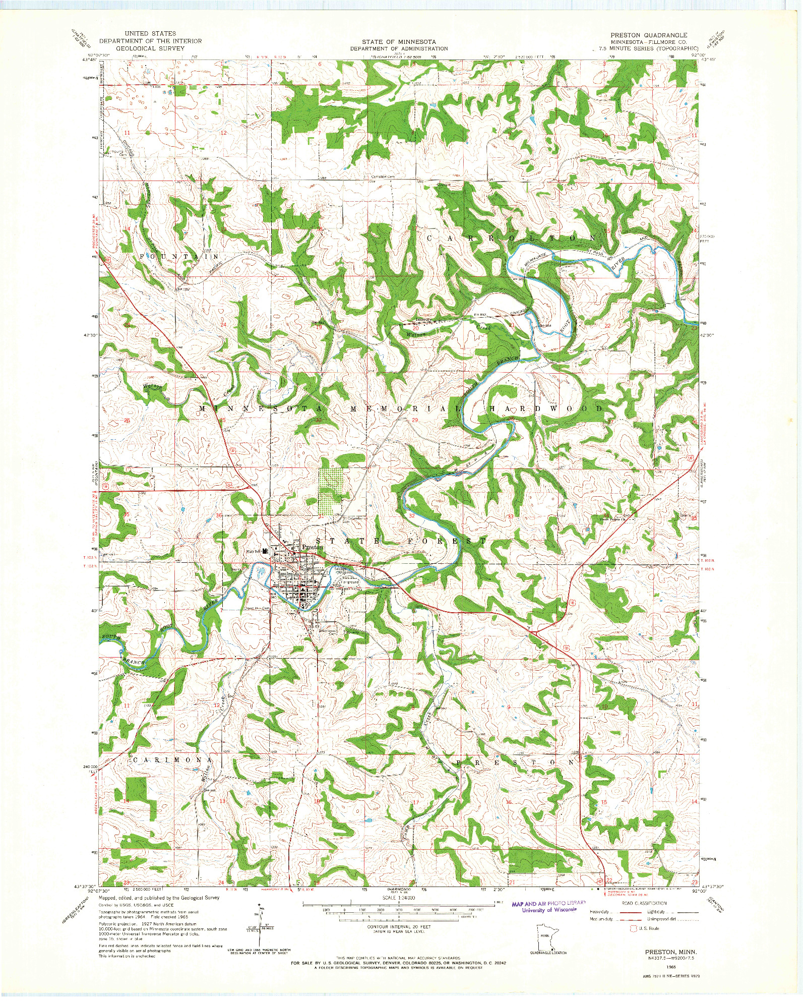 USGS 1:24000-SCALE QUADRANGLE FOR PRESTON, MN 1965