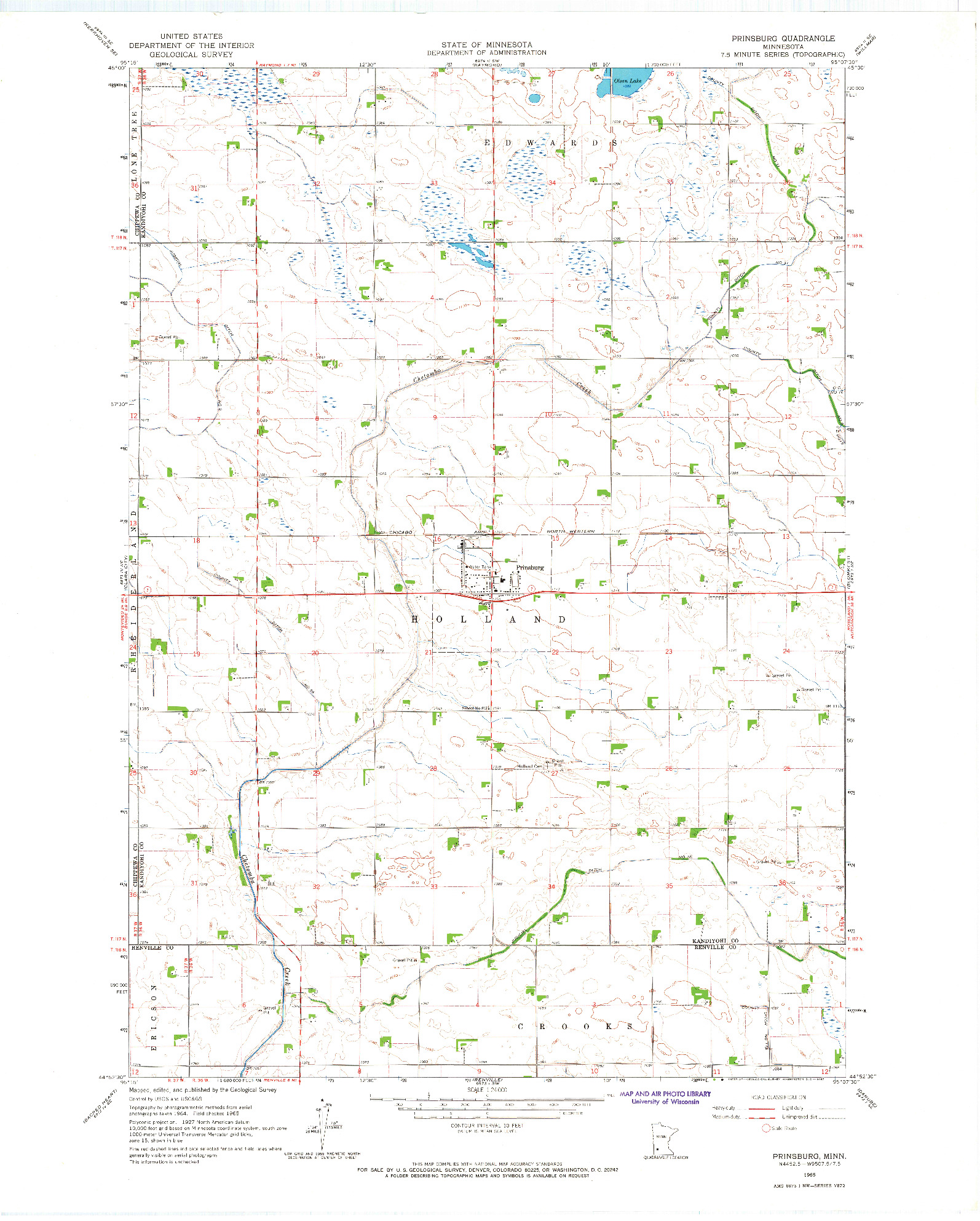 USGS 1:24000-SCALE QUADRANGLE FOR PRINSBURG, MN 1965