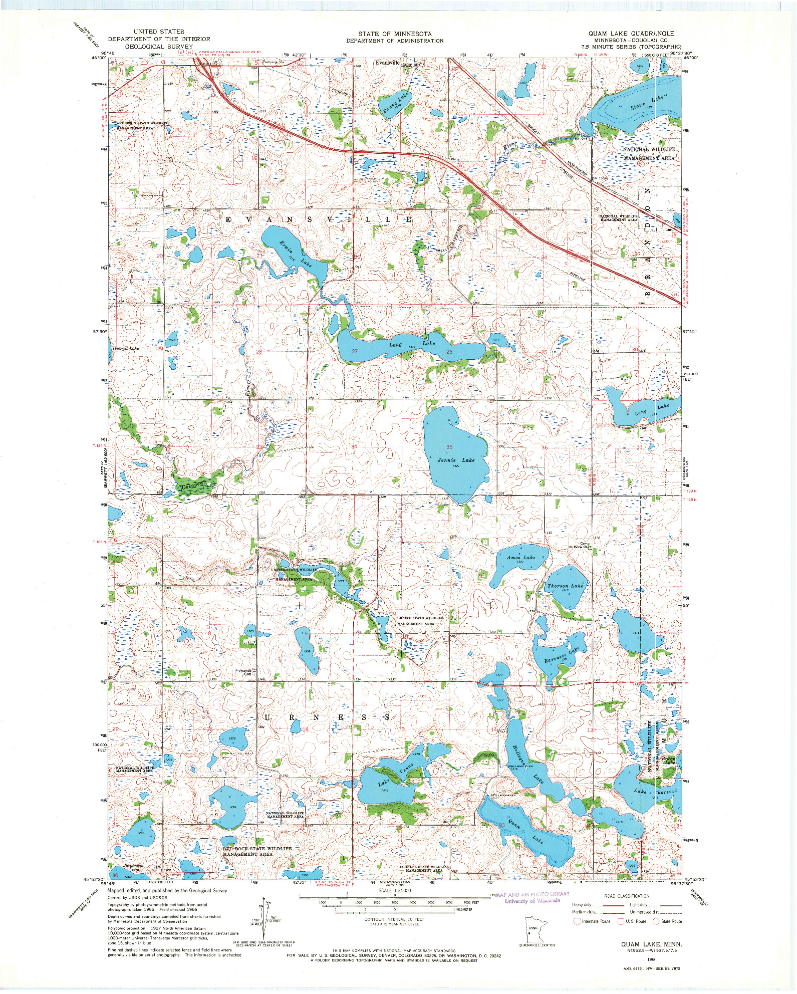 USGS 1:24000-SCALE QUADRANGLE FOR QUAM LAKE, MN 1966