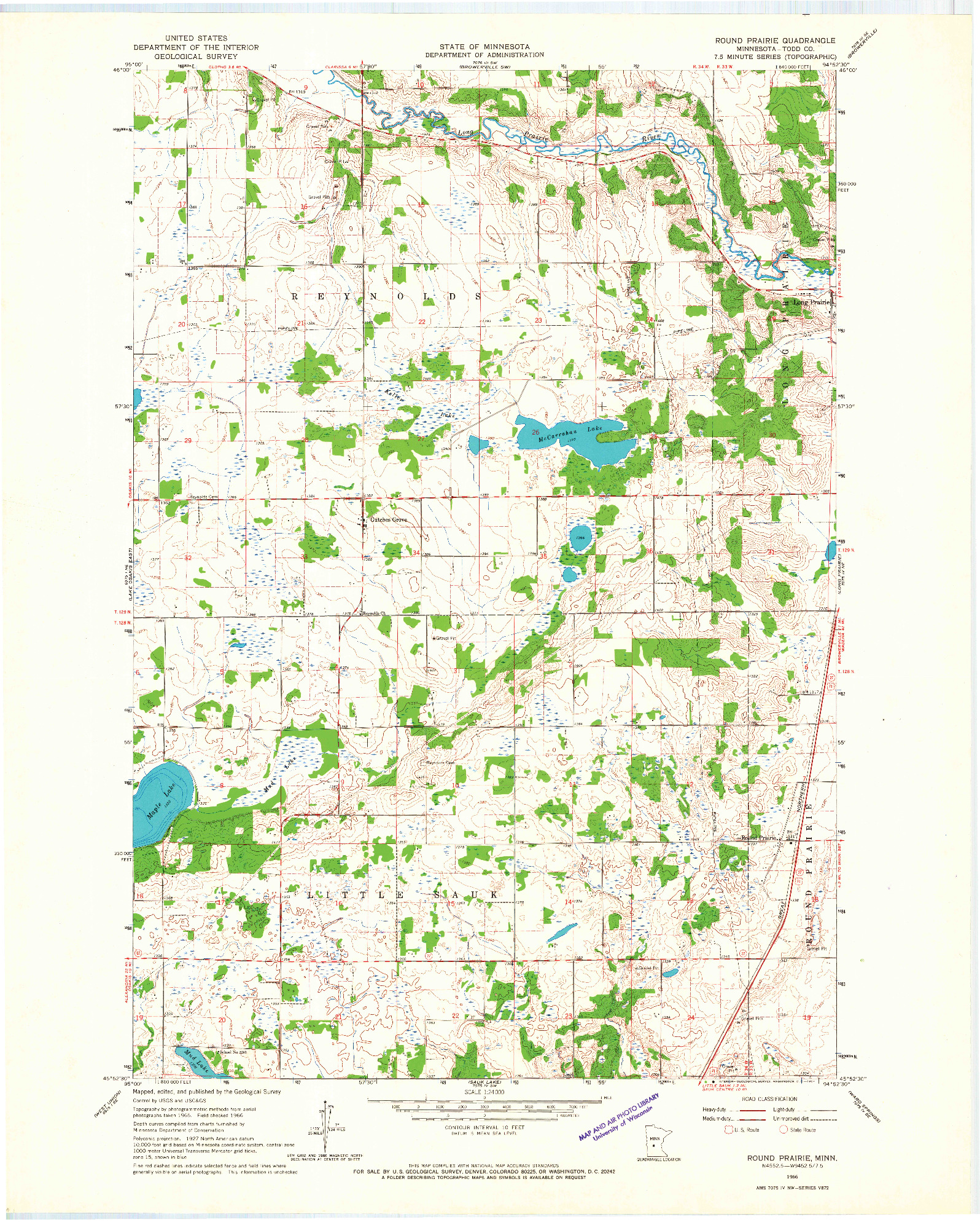 USGS 1:24000-SCALE QUADRANGLE FOR ROUND PRAIRIE, MN 1966