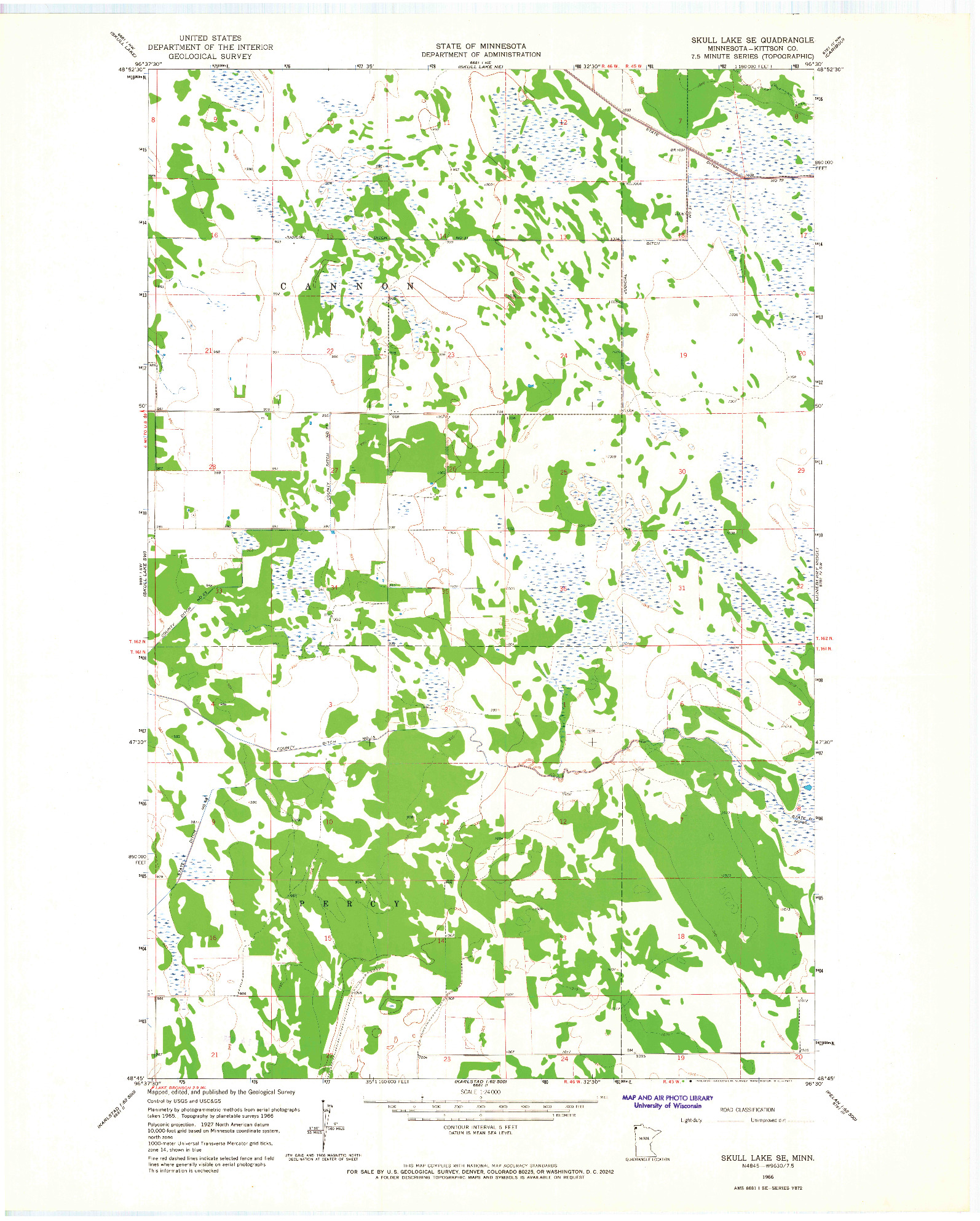 USGS 1:24000-SCALE QUADRANGLE FOR SKULL LAKE SE, MN 1966