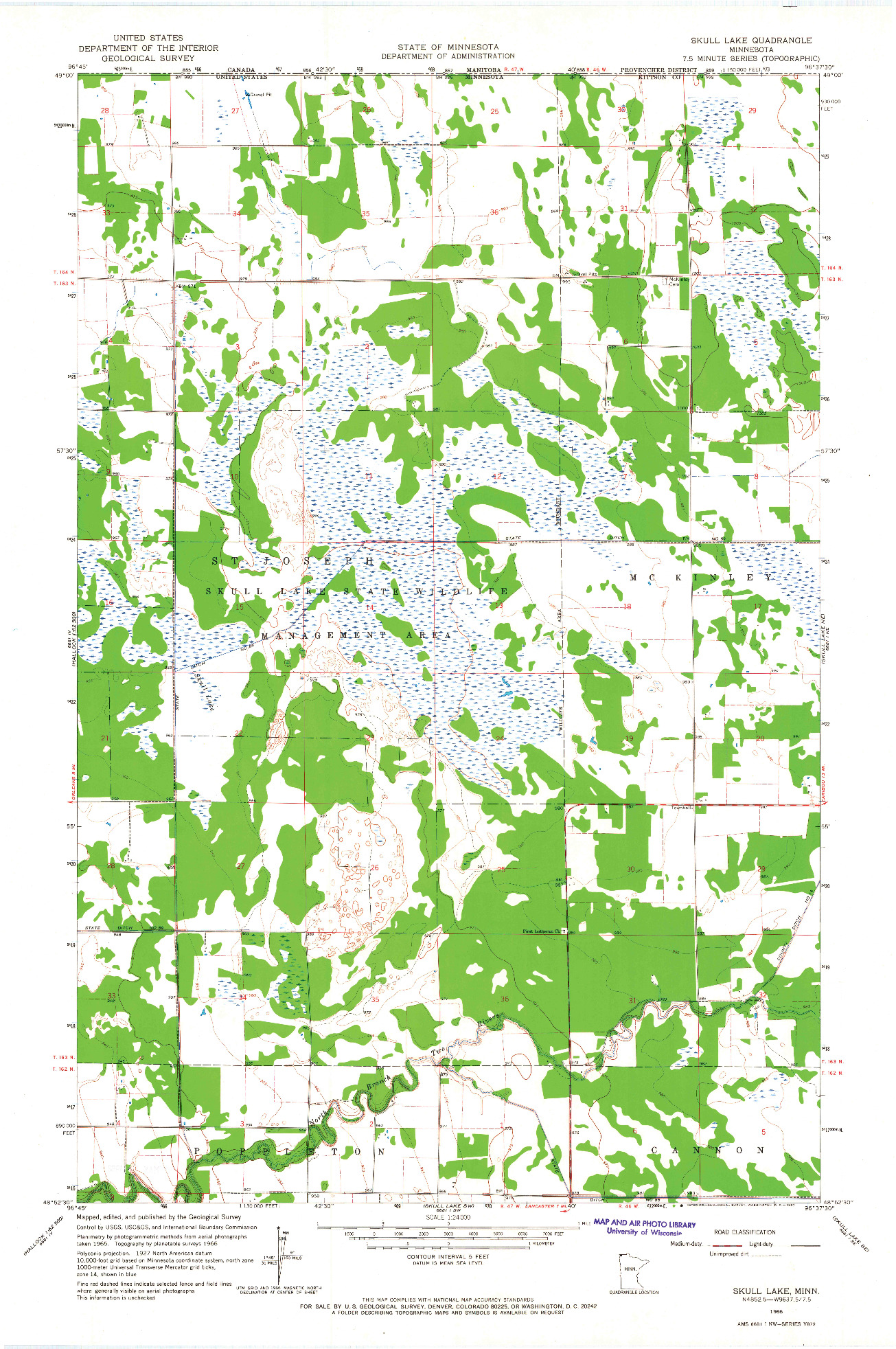 USGS 1:24000-SCALE QUADRANGLE FOR SKULL LAKE, MN 1966