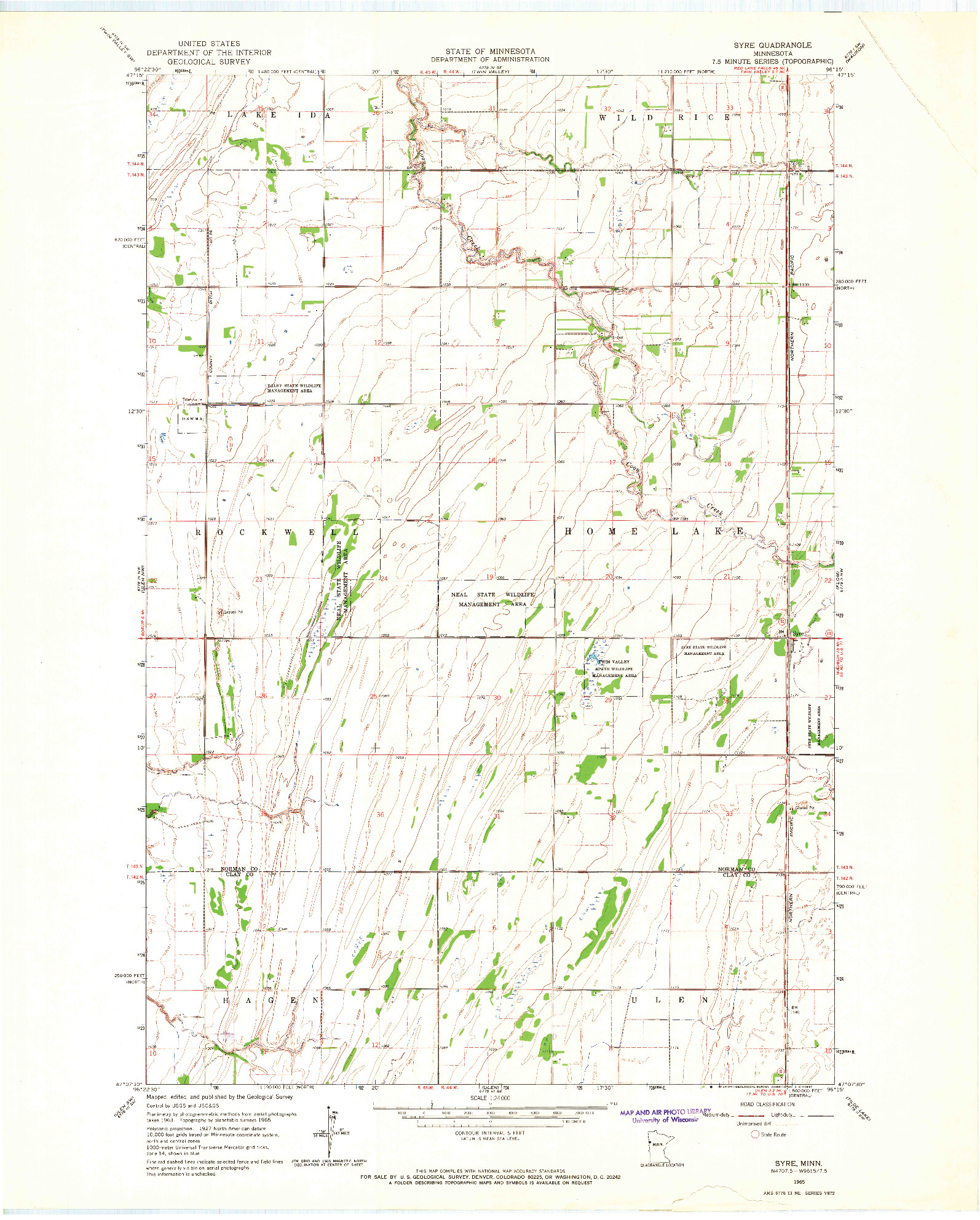 USGS 1:24000-SCALE QUADRANGLE FOR SYRE, MN 1965