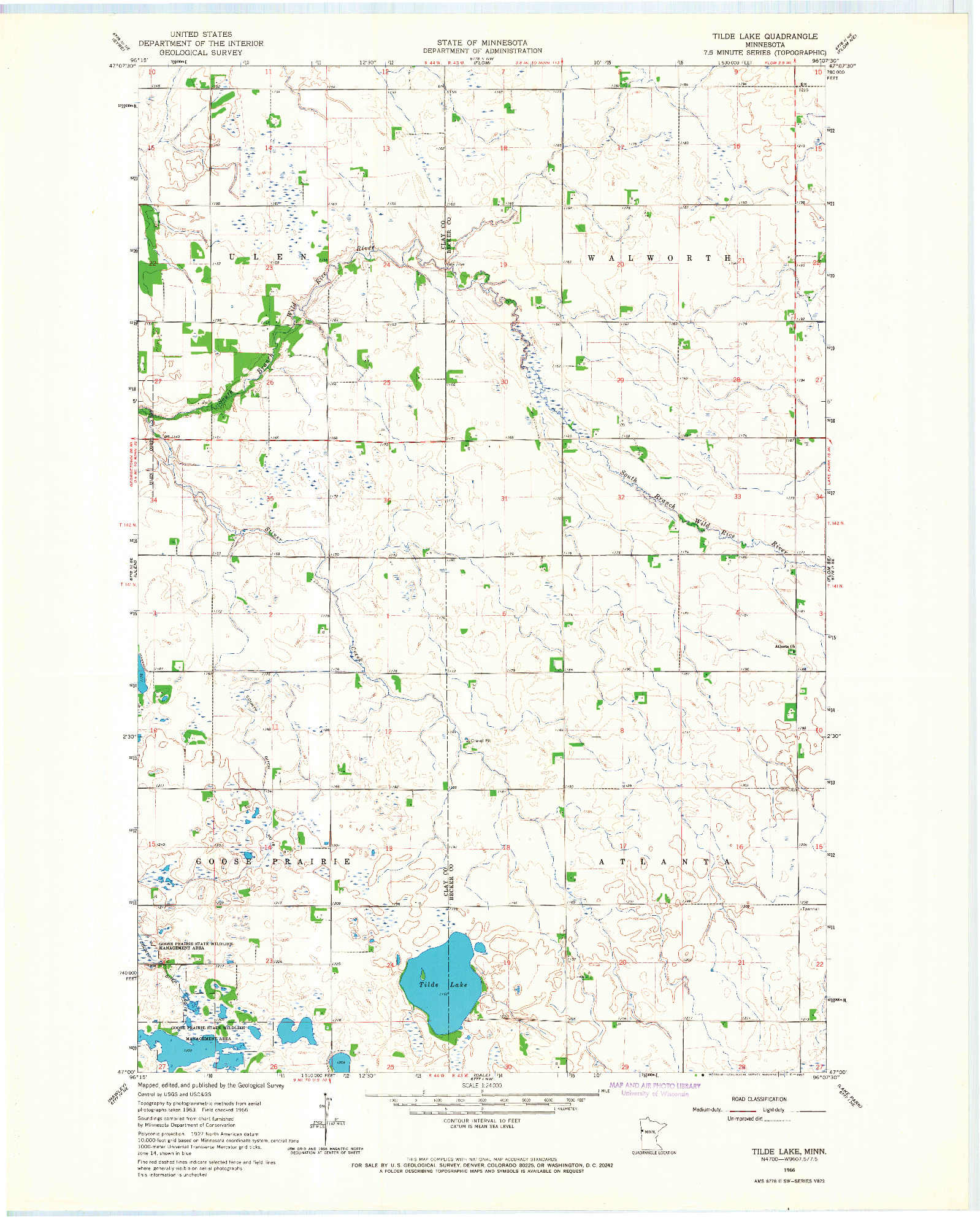 USGS 1:24000-SCALE QUADRANGLE FOR TILDE LAKE, MN 1966