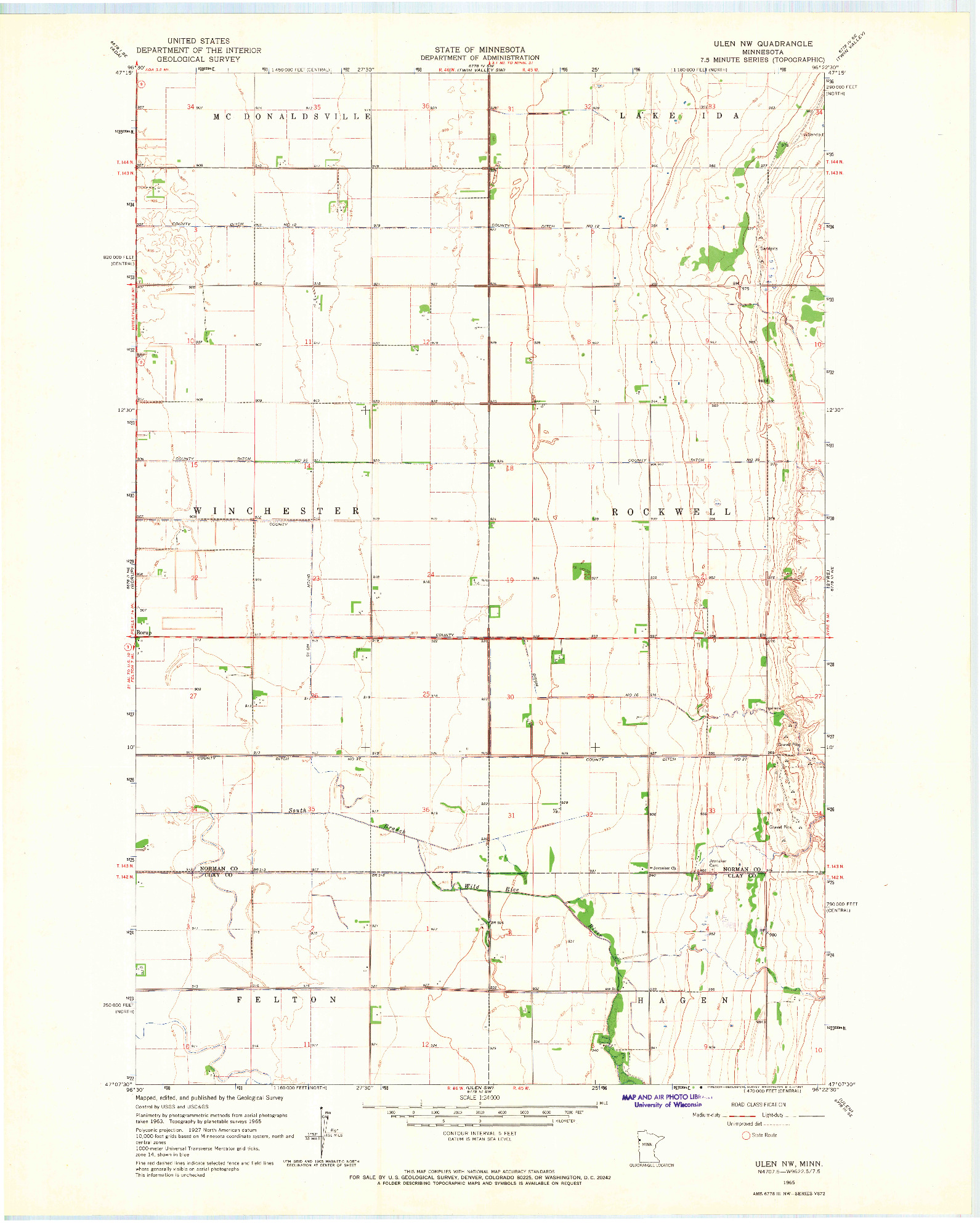 USGS 1:24000-SCALE QUADRANGLE FOR ULEN NW, MN 1965