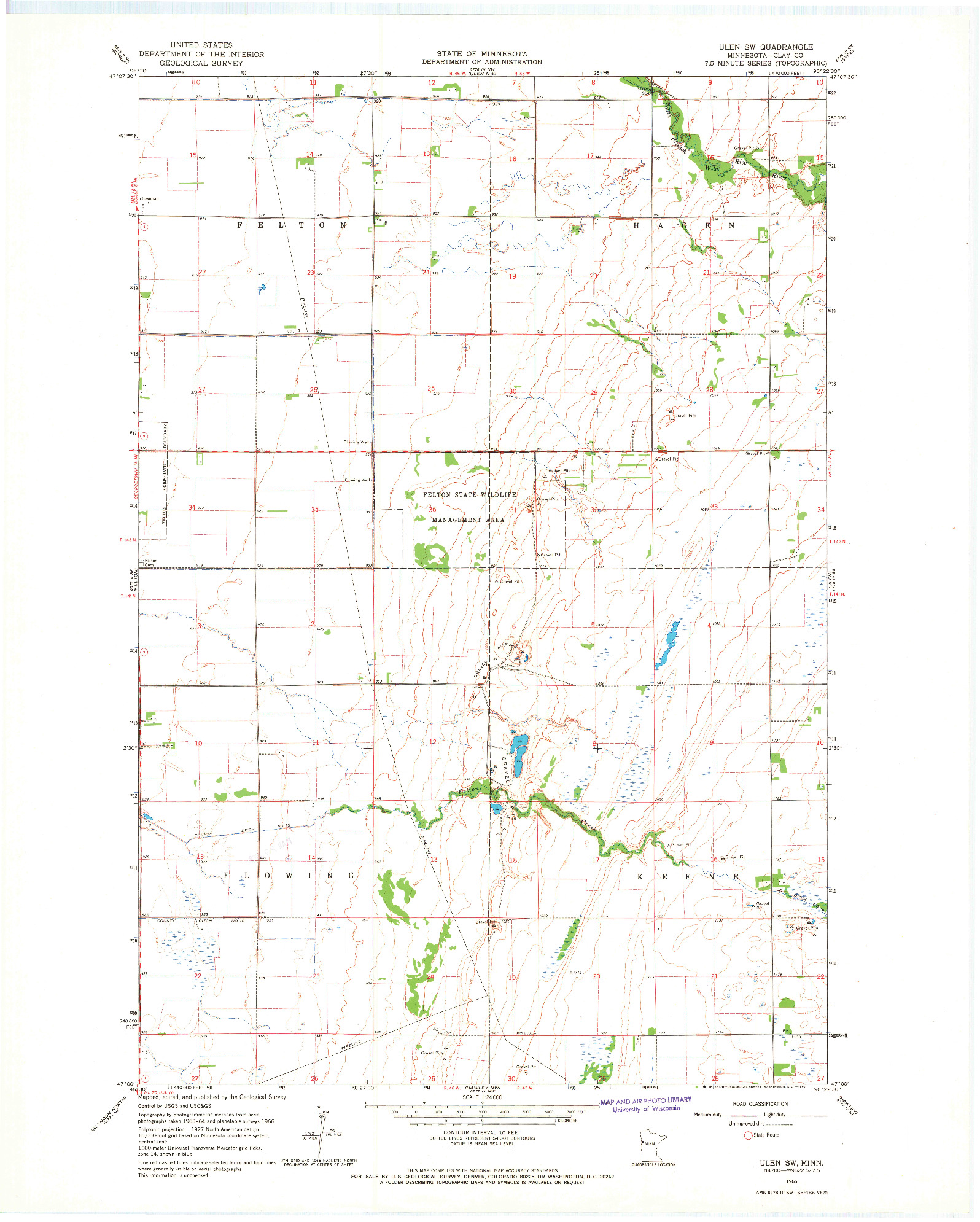 USGS 1:24000-SCALE QUADRANGLE FOR ULEN SW, MN 1966