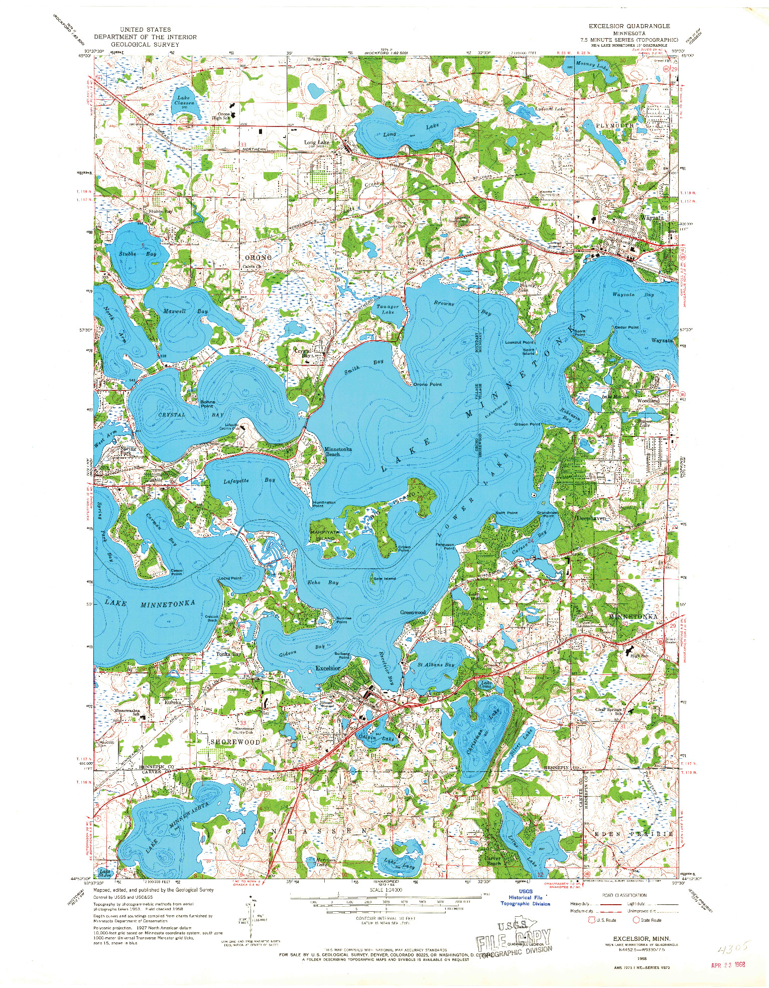 USGS 1:24000-SCALE QUADRANGLE FOR EXCELSIOR, MN 1958