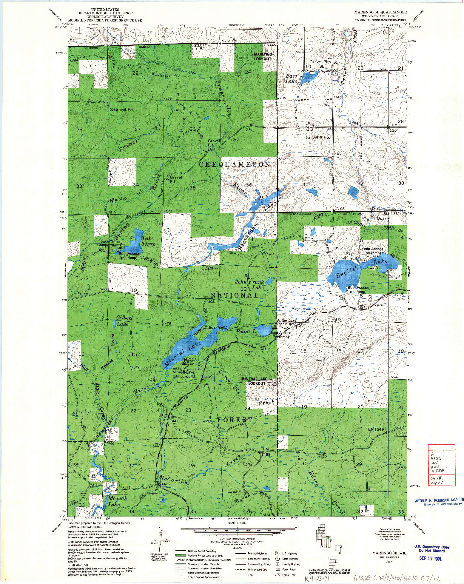 USGS 1:24000-SCALE QUADRANGLE FOR MARENGO SE, WI 1967