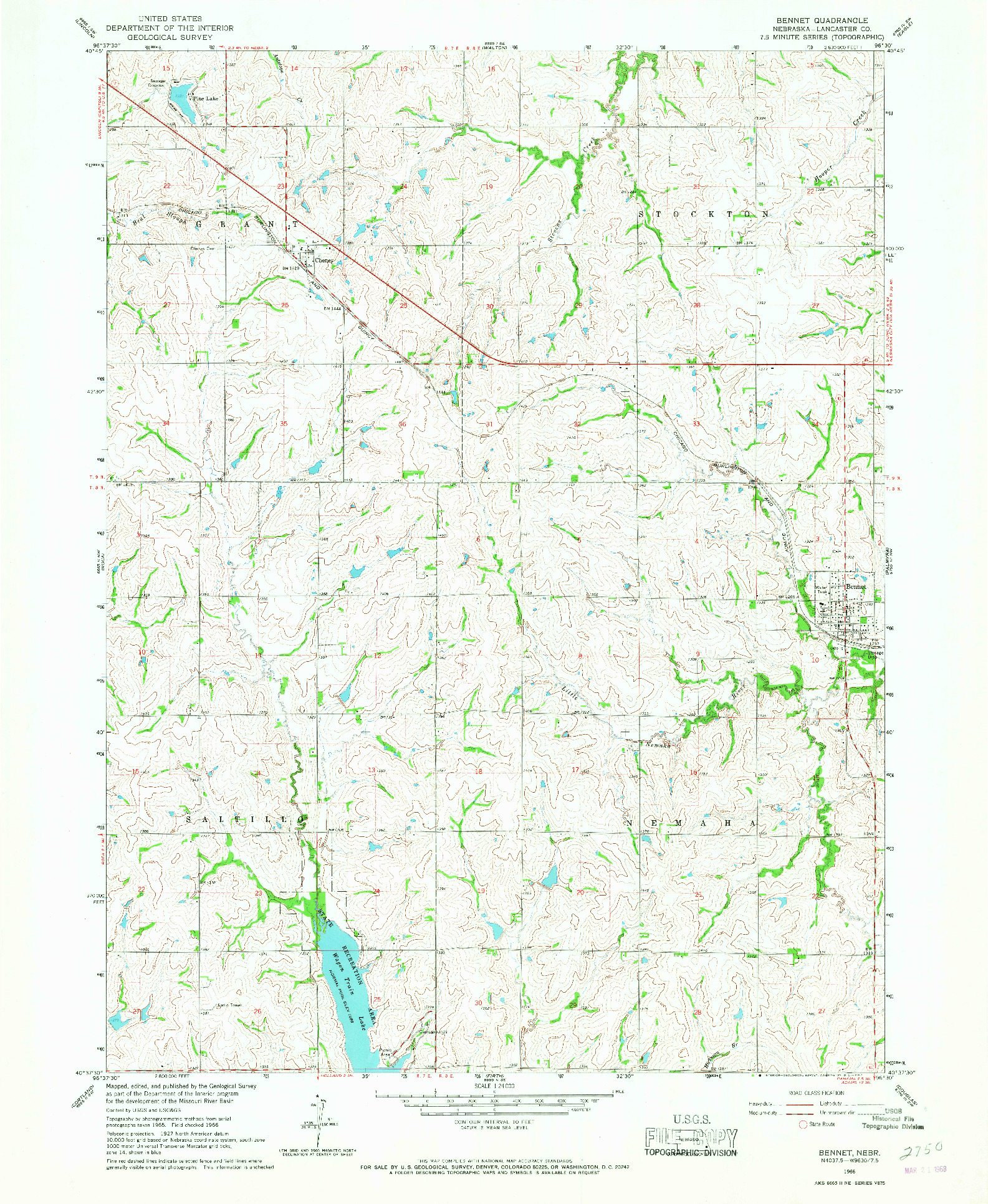 USGS 1:24000-SCALE QUADRANGLE FOR BENNET, NE 1966