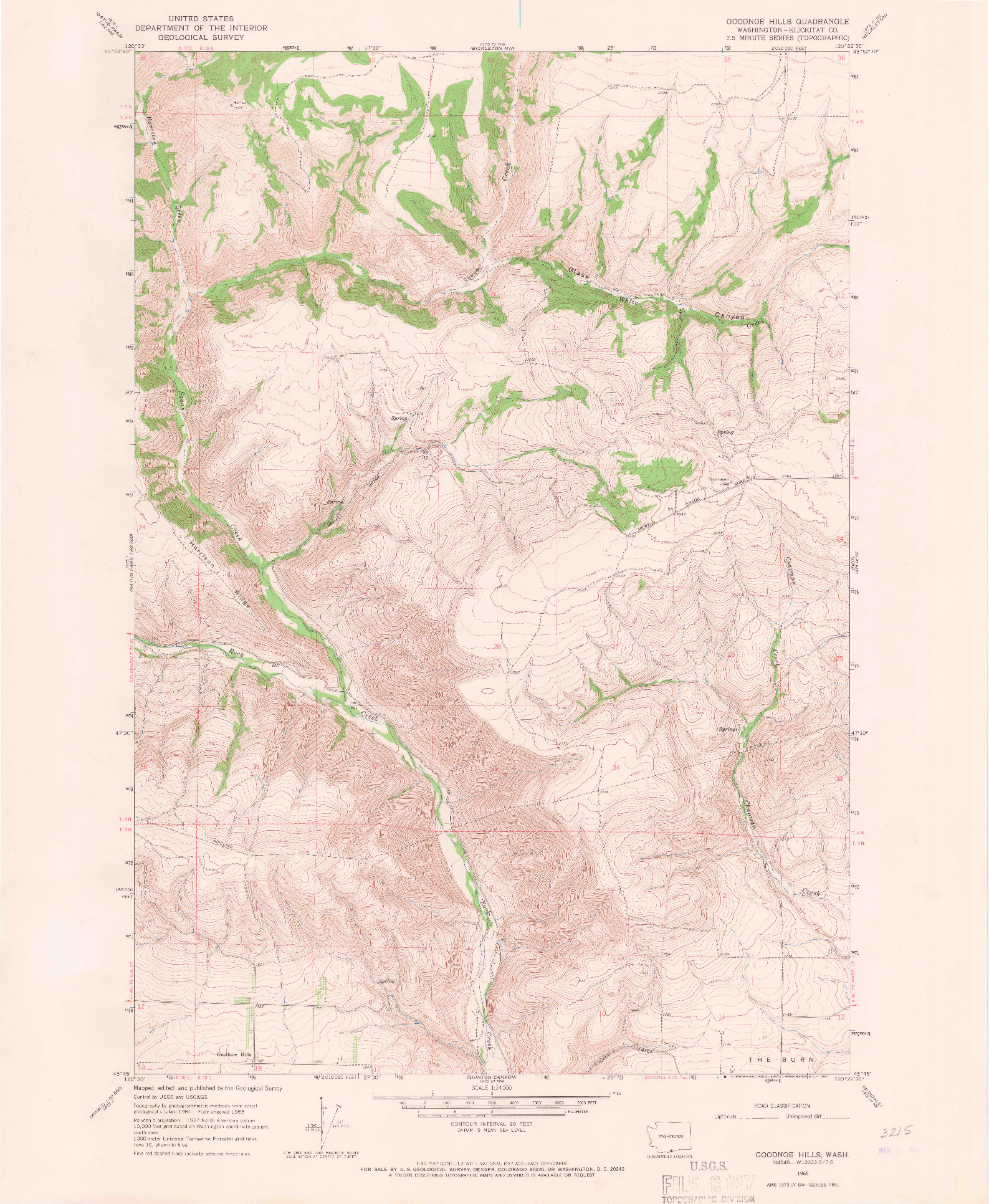 USGS 1:24000-SCALE QUADRANGLE FOR GOODNOE HILLS, WA 1965