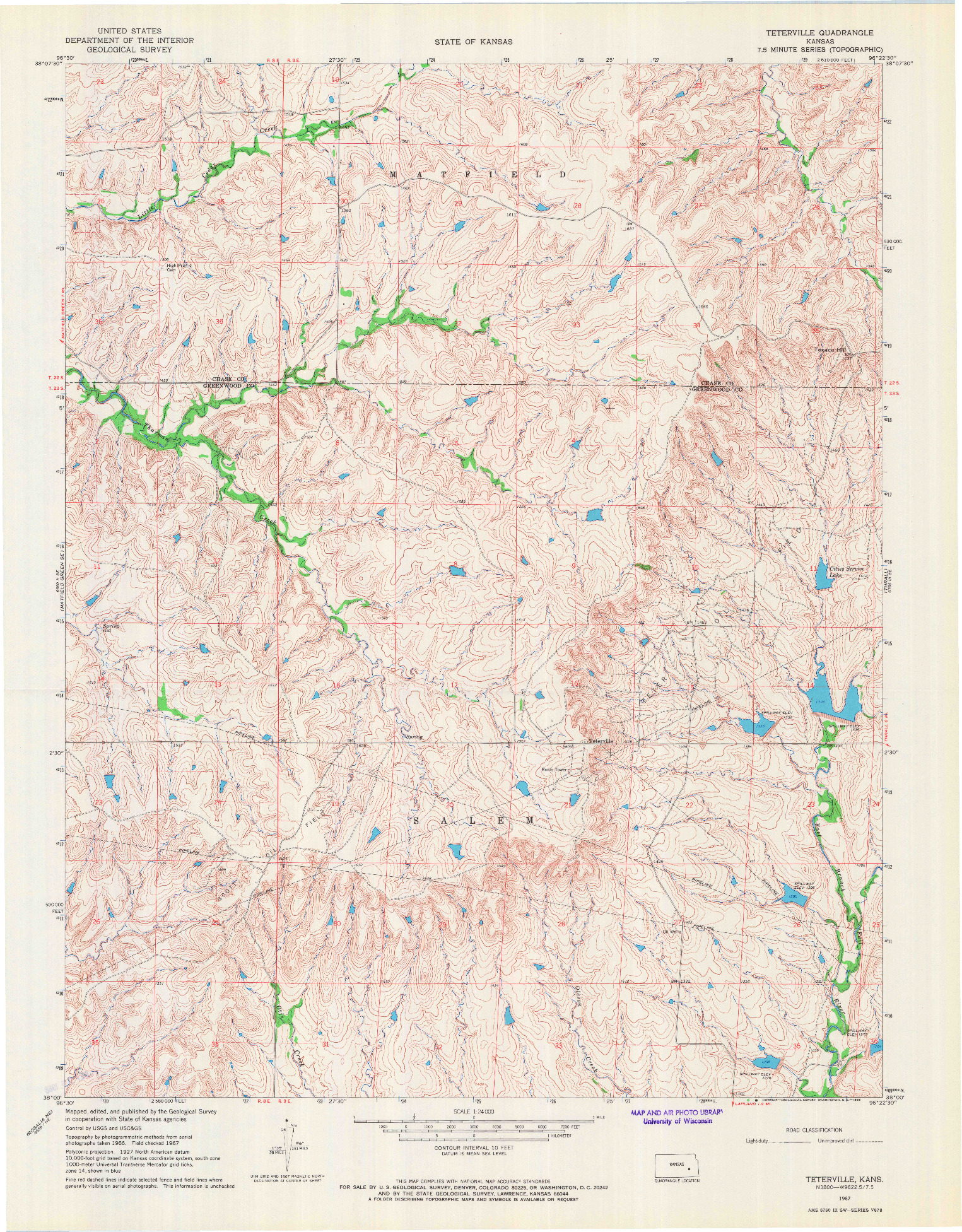 USGS 1:24000-SCALE QUADRANGLE FOR TETERVILLE, KS 1967