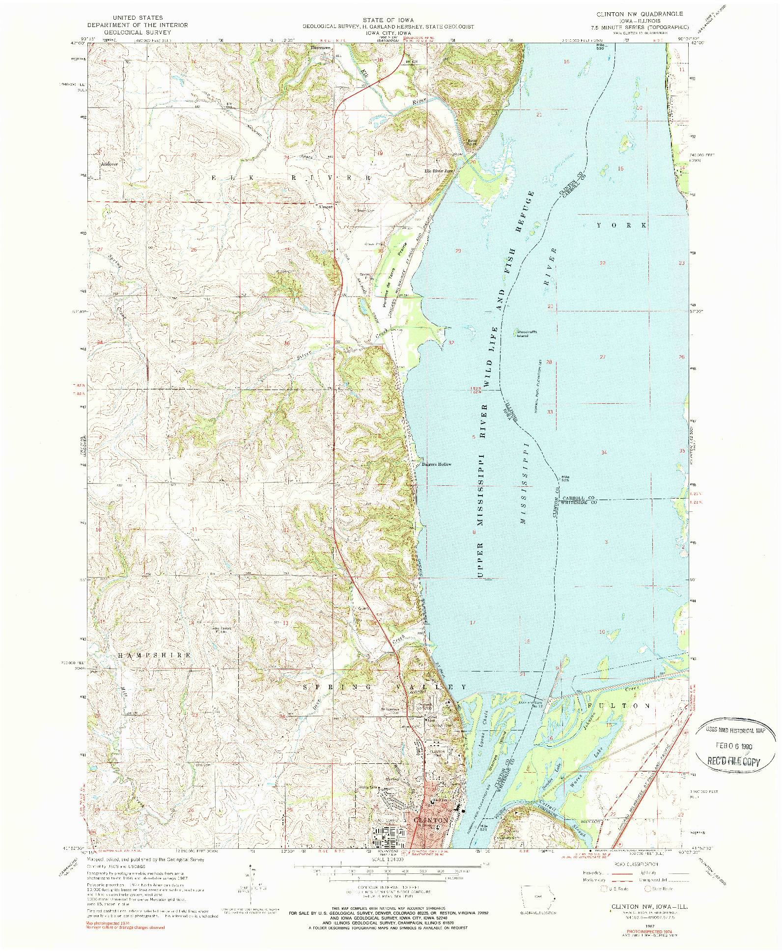 USGS 1:24000-SCALE QUADRANGLE FOR CLINTON NW, IA 1967