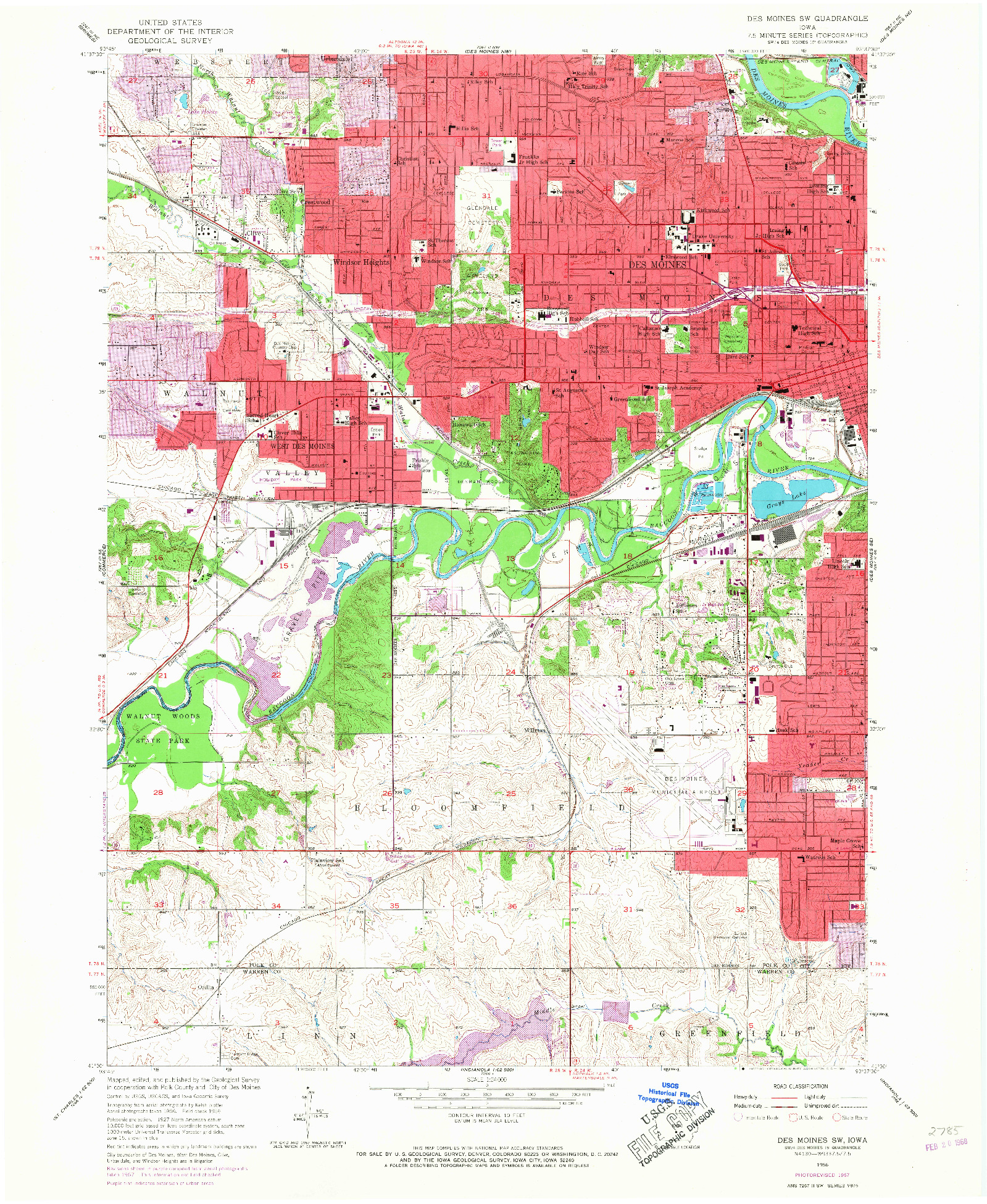 USGS 1:24000-SCALE QUADRANGLE FOR DES MOINES SW, IA 1956