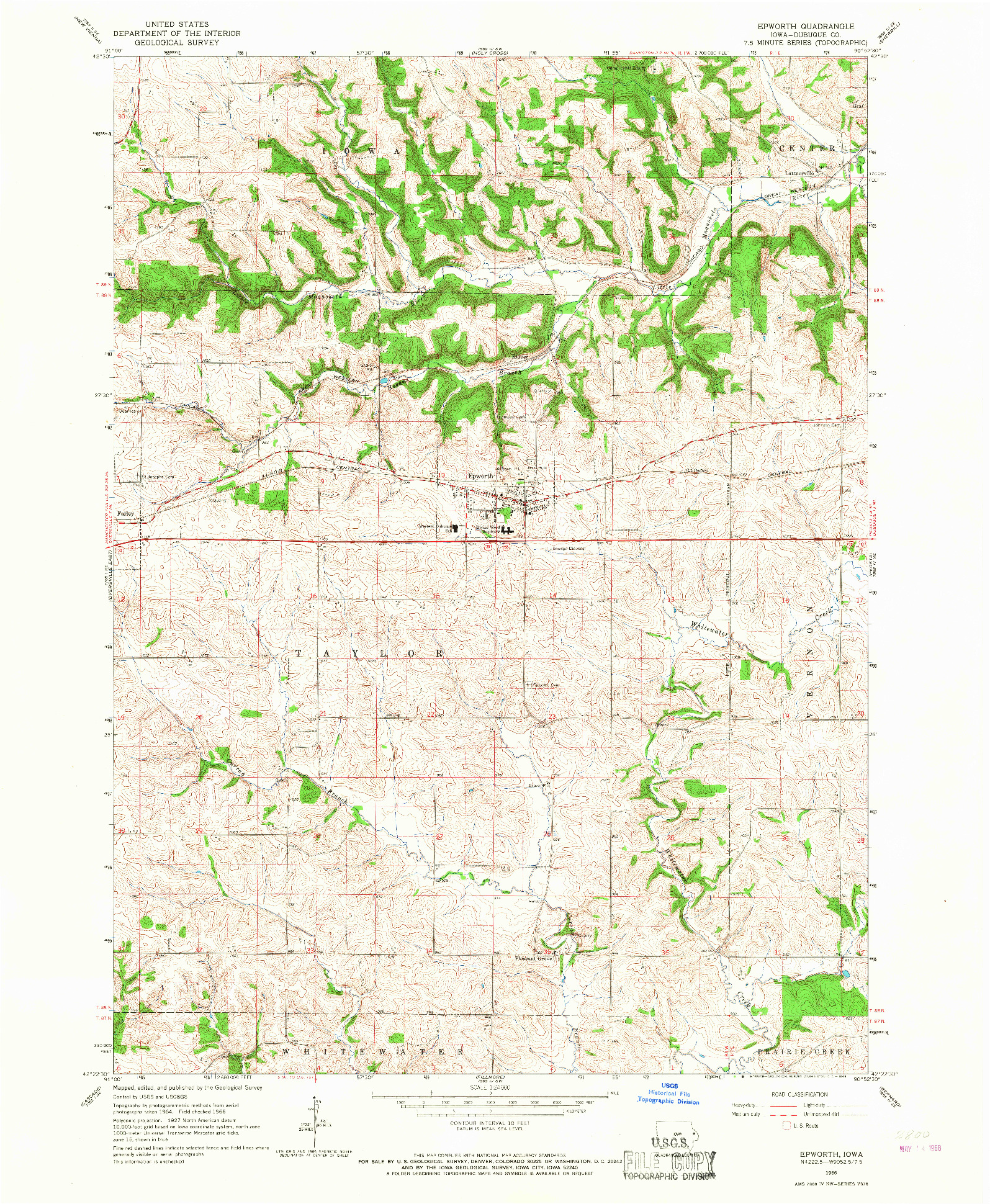 USGS 1:24000-SCALE QUADRANGLE FOR EPWORTH, IA 1966