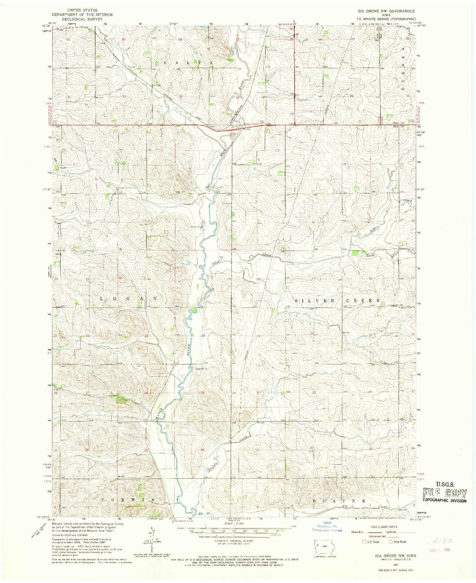 USGS 1:24000-SCALE QUADRANGLE FOR IDA GROVE NW, IA 1967