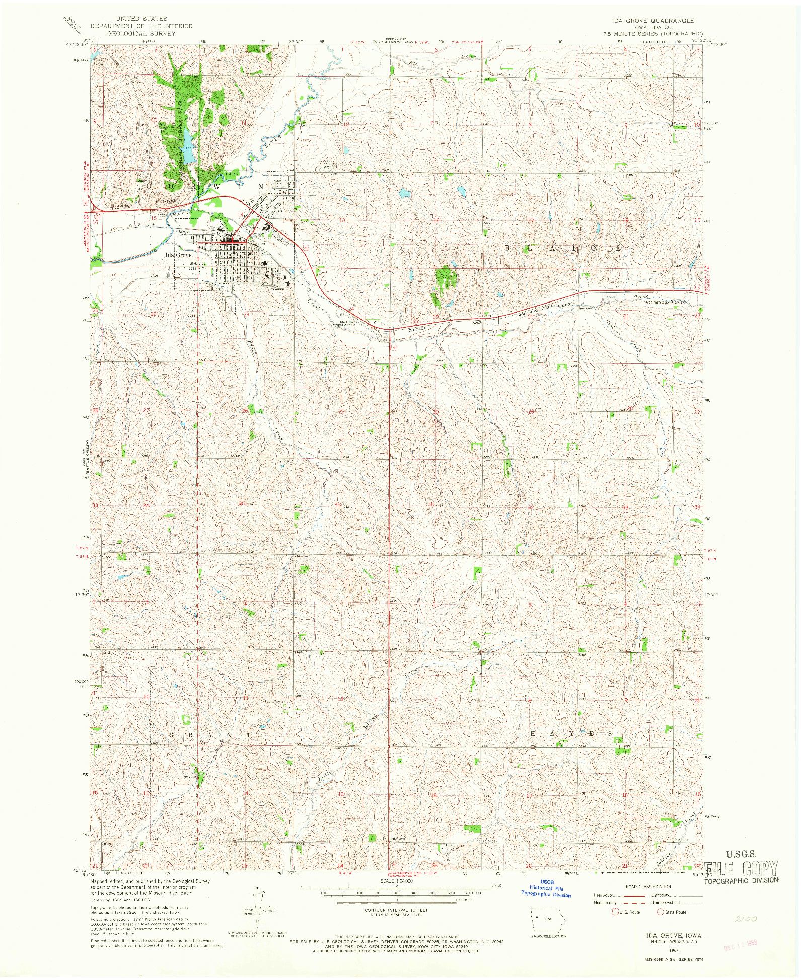 USGS 1:24000-SCALE QUADRANGLE FOR IDA GROVE, IA 1967