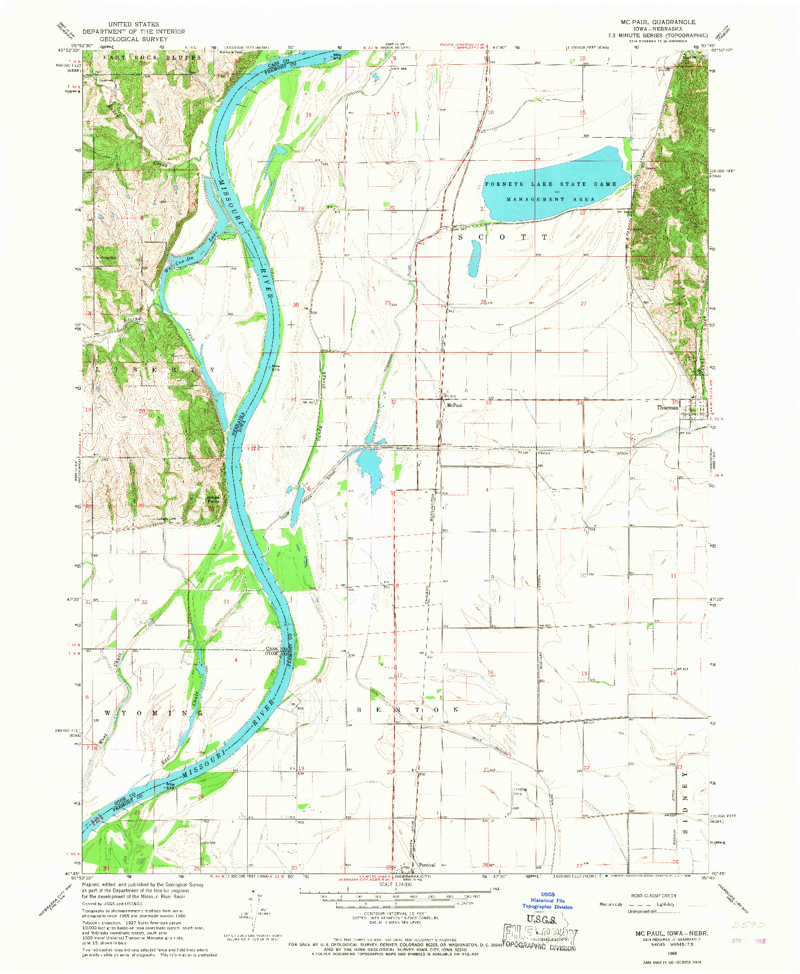 USGS 1:24000-SCALE QUADRANGLE FOR MC PAUL, IA 1966