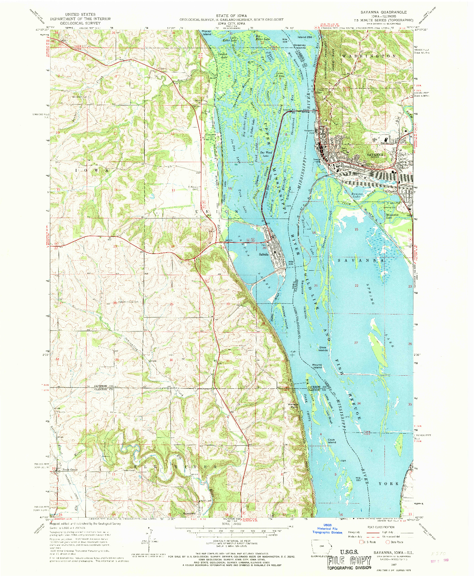 USGS 1:24000-SCALE QUADRANGLE FOR SAVANNA, IA 1967