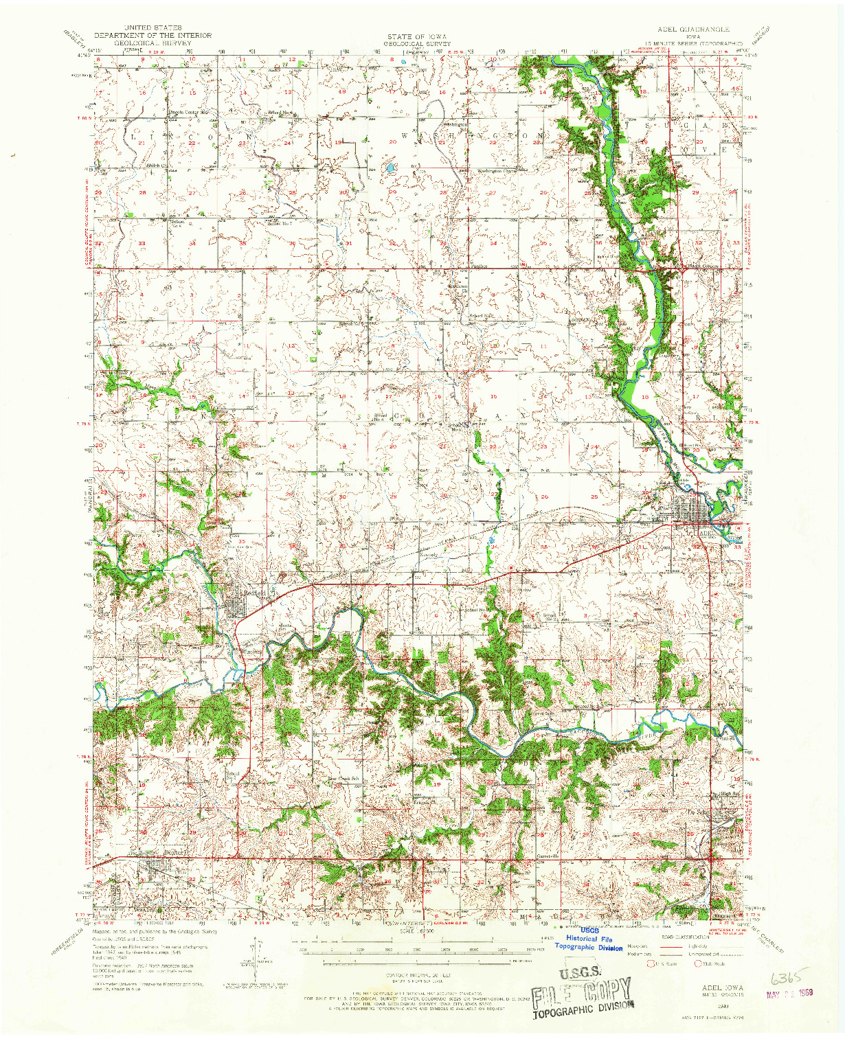 USGS 1:62500-SCALE QUADRANGLE FOR ADEL, IA 1949
