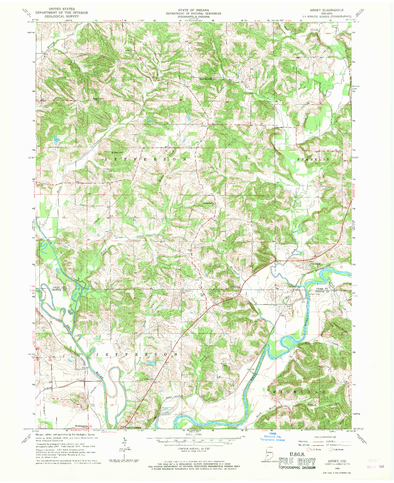 USGS 1:24000-SCALE QUADRANGLE FOR ARNEY, IN 1966