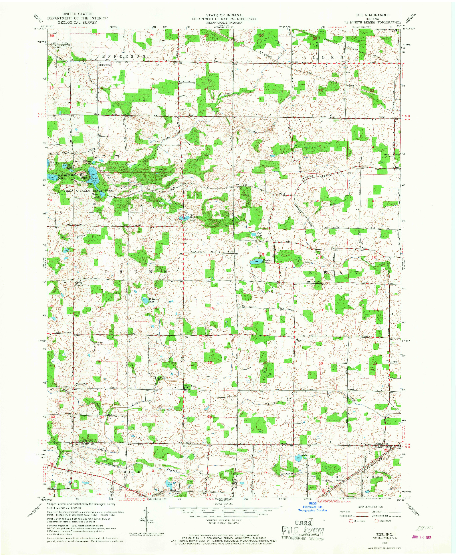 USGS 1:24000-SCALE QUADRANGLE FOR EGE, IN 1965