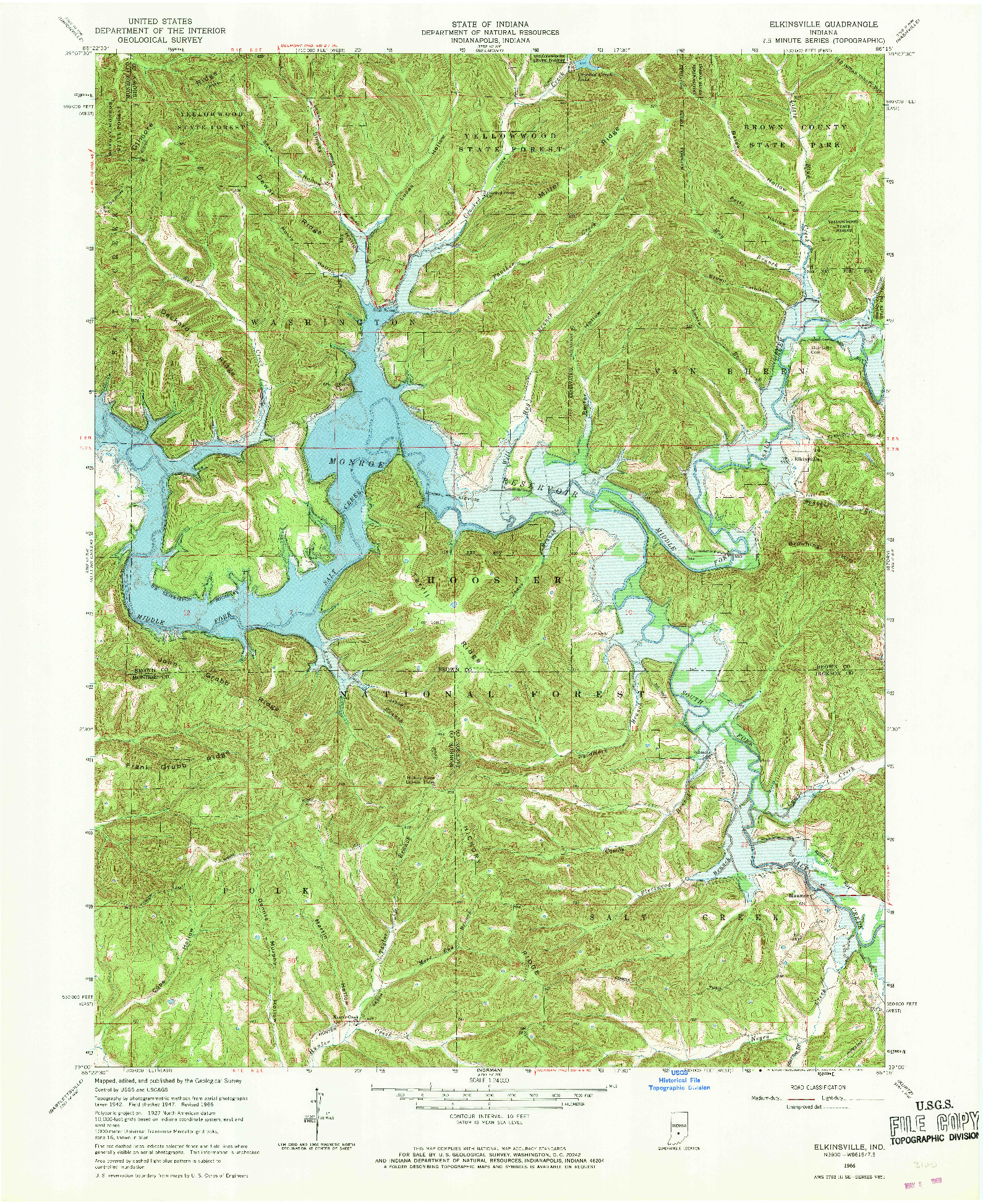 USGS 1:24000-SCALE QUADRANGLE FOR ELKINSVILLE, IN 1966