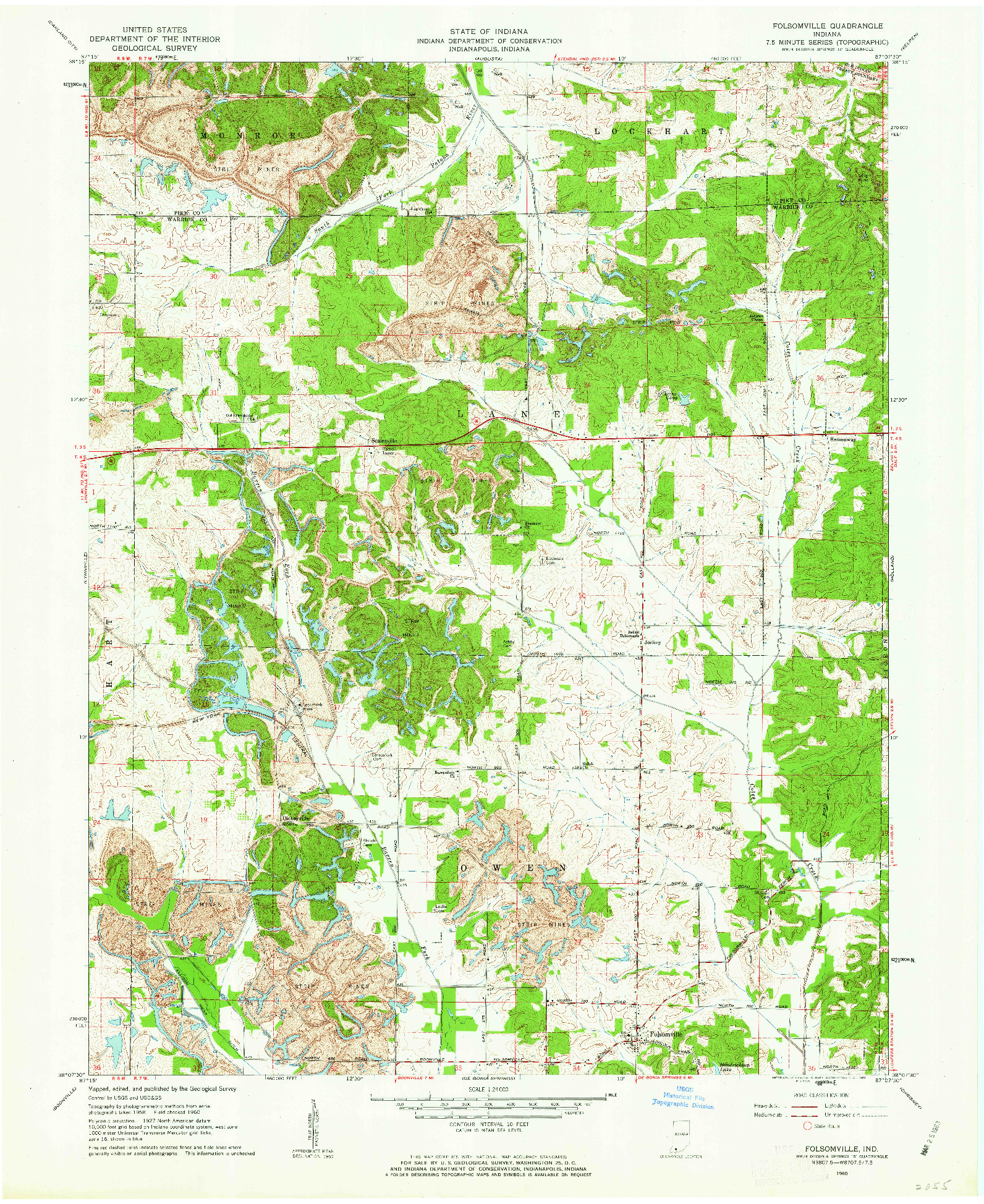 USGS 1:24000-SCALE QUADRANGLE FOR FOLSOMVILLE, IN 1960