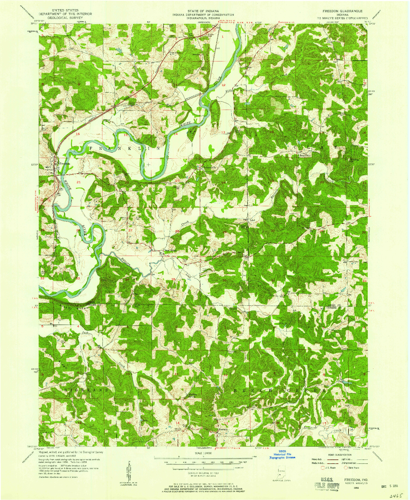 USGS 1:24000-SCALE QUADRANGLE FOR FREEDOM, IN 1956