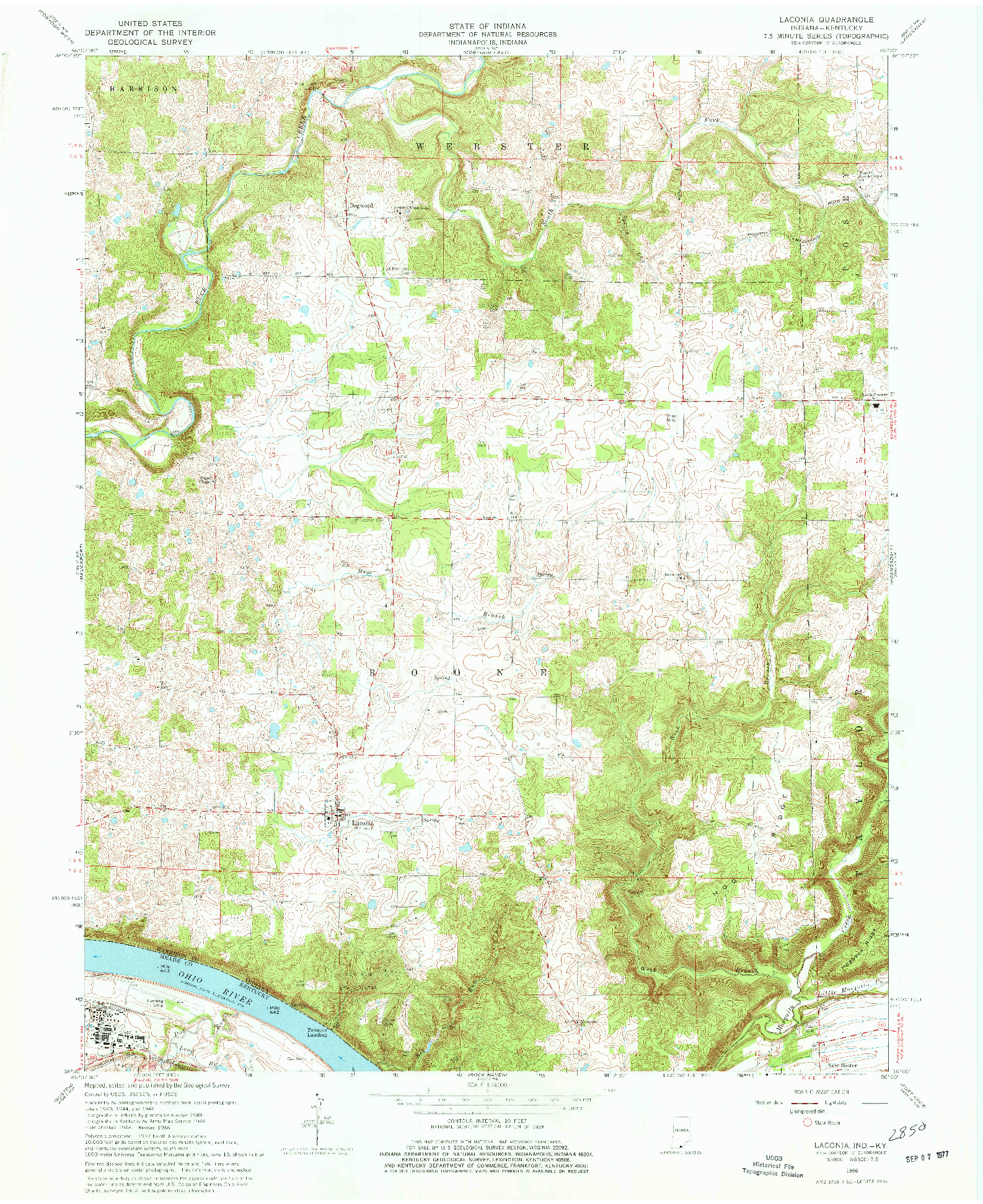 USGS 1:24000-SCALE QUADRANGLE FOR LACONIA, IN 1966