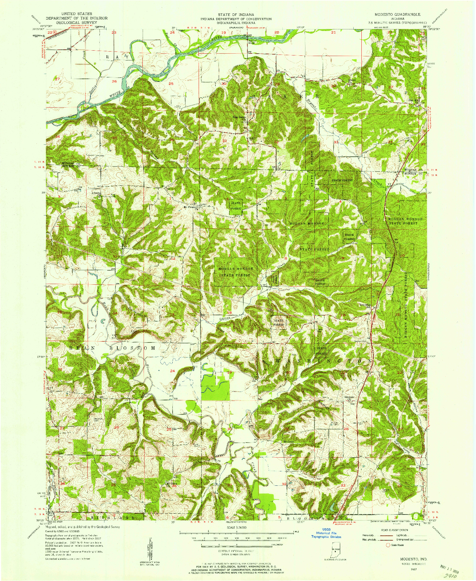 USGS 1:24000-SCALE QUADRANGLE FOR MODESTO, IN 1957