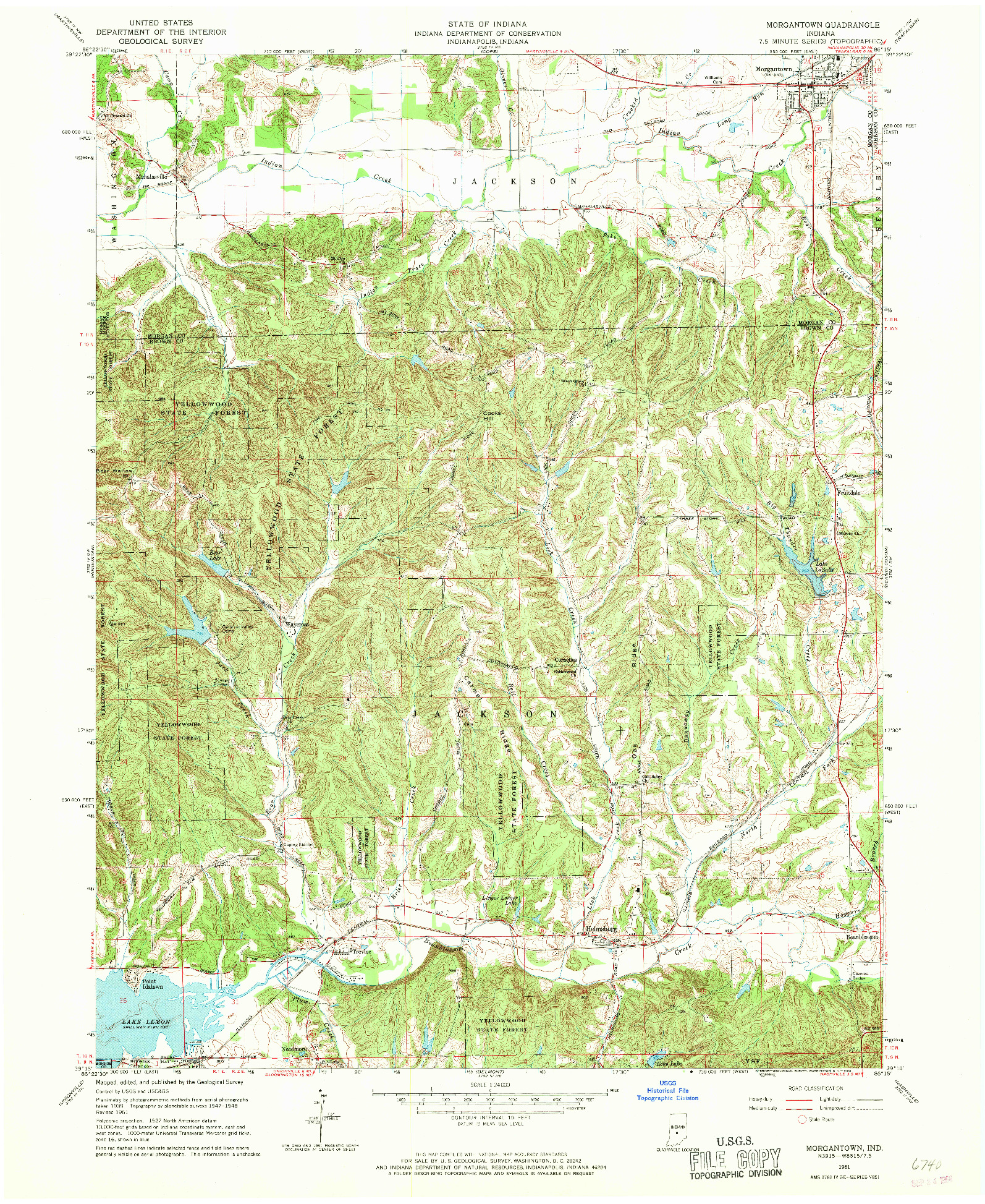USGS 1:24000-SCALE QUADRANGLE FOR MORGANTOWN, IN 1961