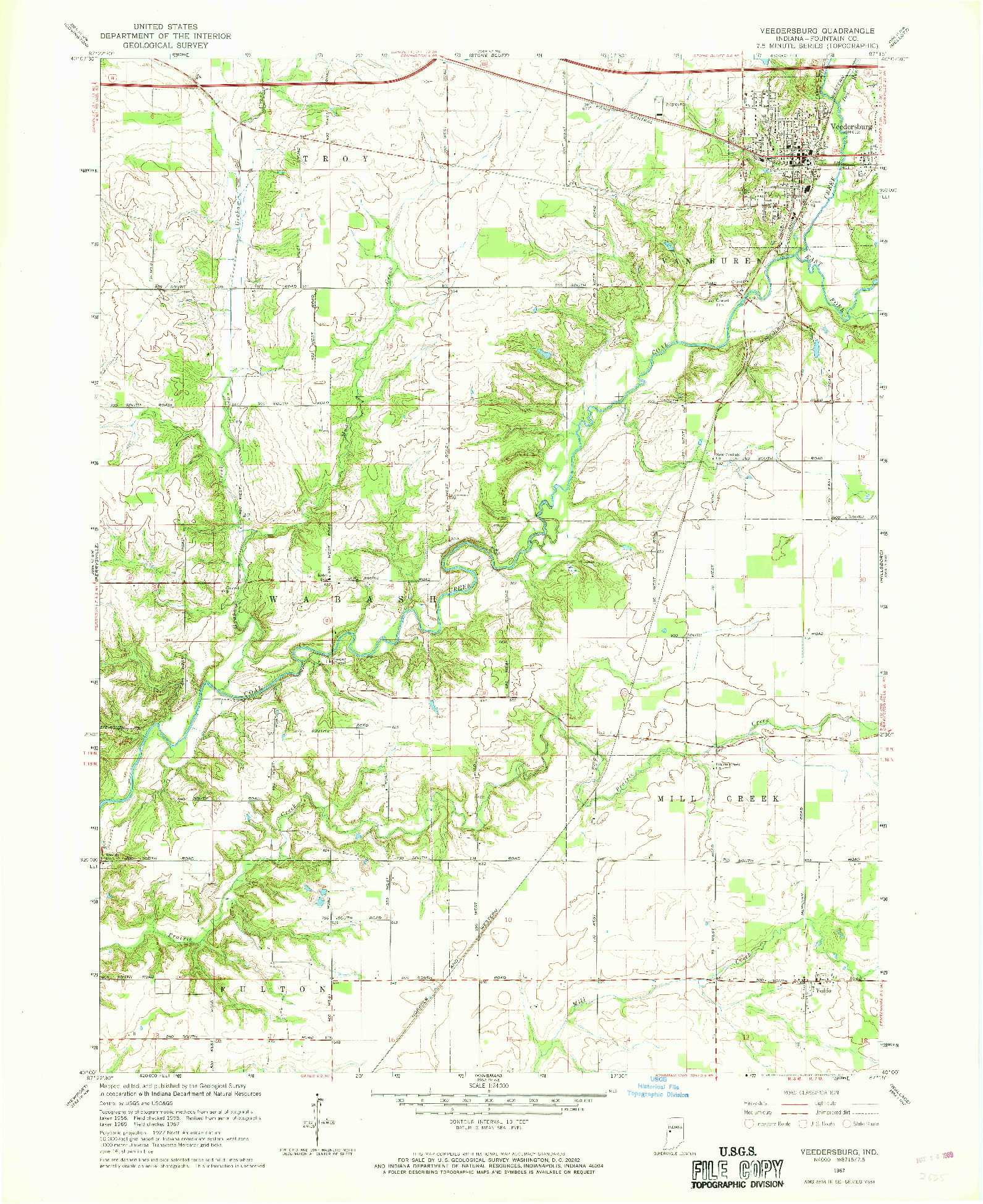 USGS 1:24000-SCALE QUADRANGLE FOR VEEDERSBURG, IN 1967