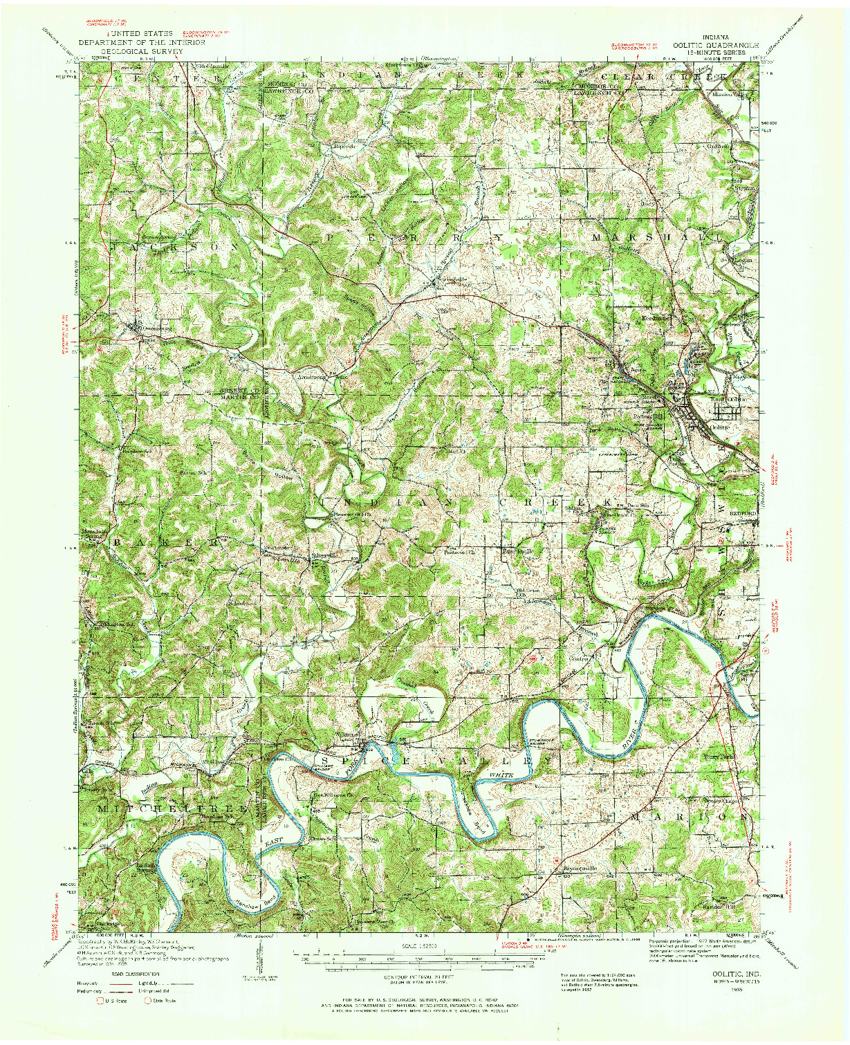 USGS 1:62500-SCALE QUADRANGLE FOR OOLITIC, IN 1935