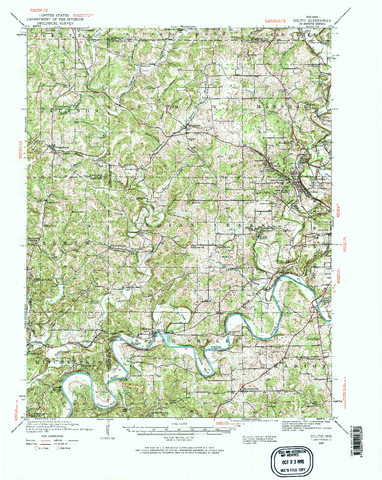 USGS 1:62500-SCALE QUADRANGLE FOR OOLITIC, IN 1935