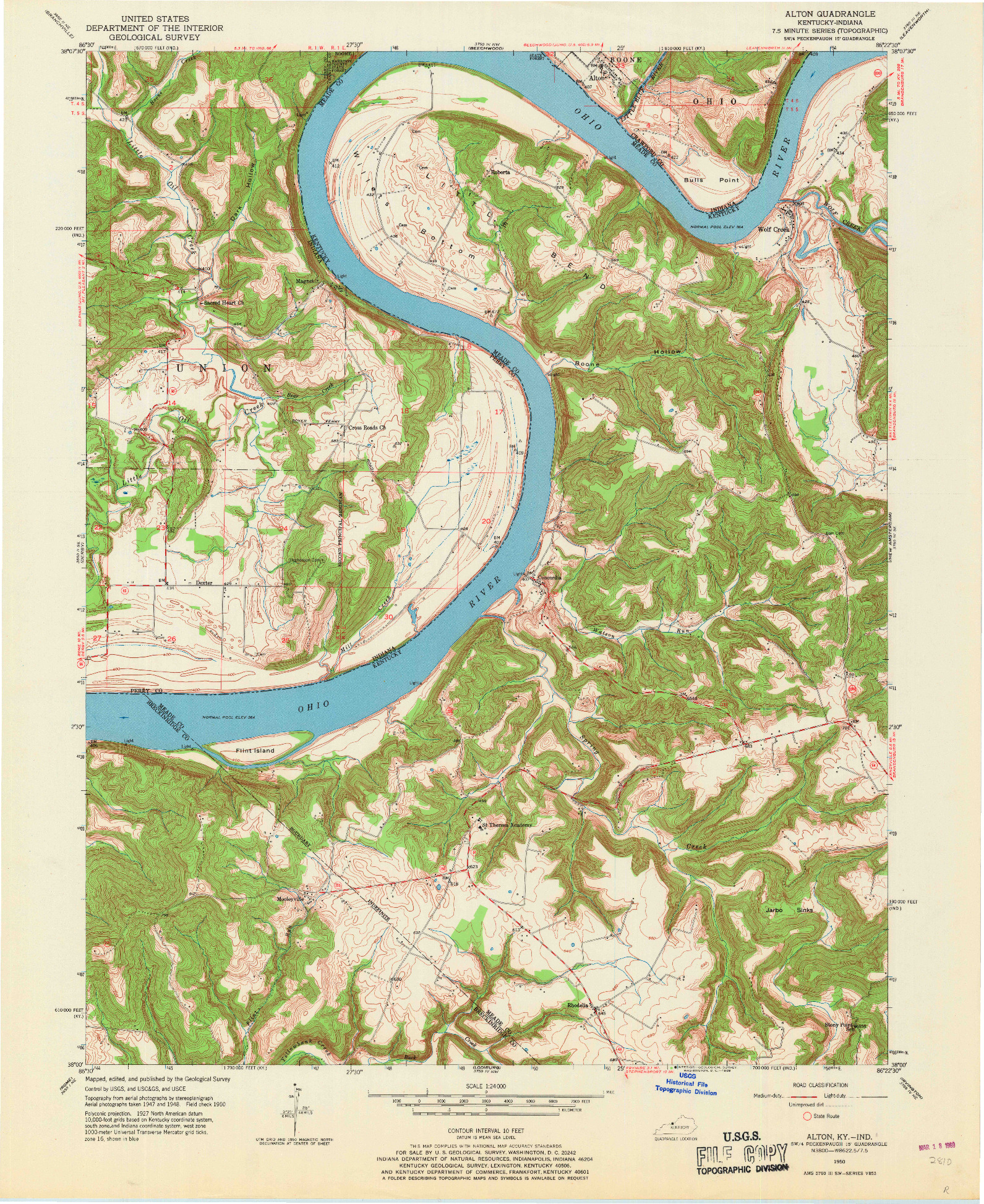 USGS 1:24000-SCALE QUADRANGLE FOR ALTON, KY 1951