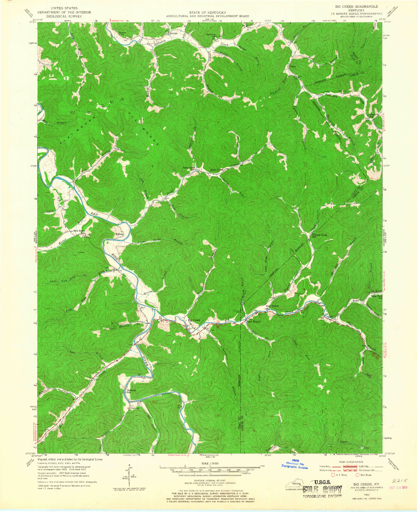 USGS 1:24000-SCALE QUADRANGLE FOR BIG CREEK, KY 1953