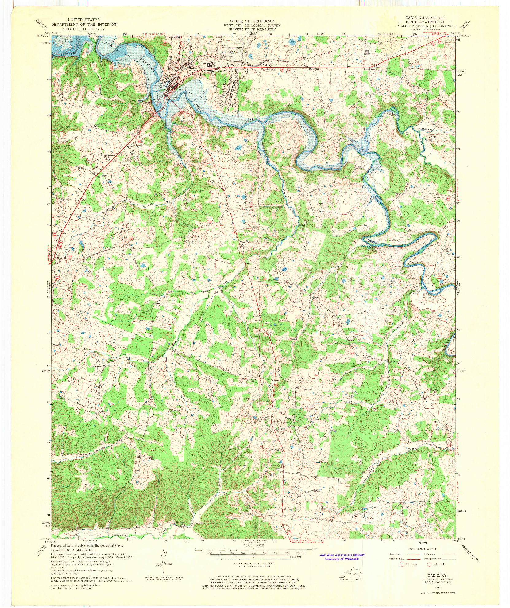 USGS 1:24000-SCALE QUADRANGLE FOR CADIZ, KY 1967