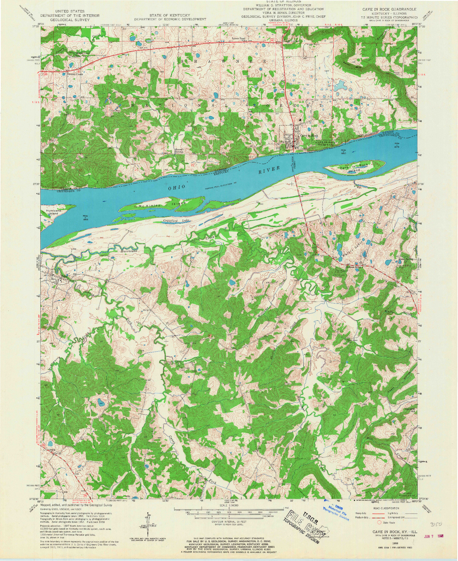 USGS 1:24000-SCALE QUADRANGLE FOR CAVE IN ROCK, KY 1958