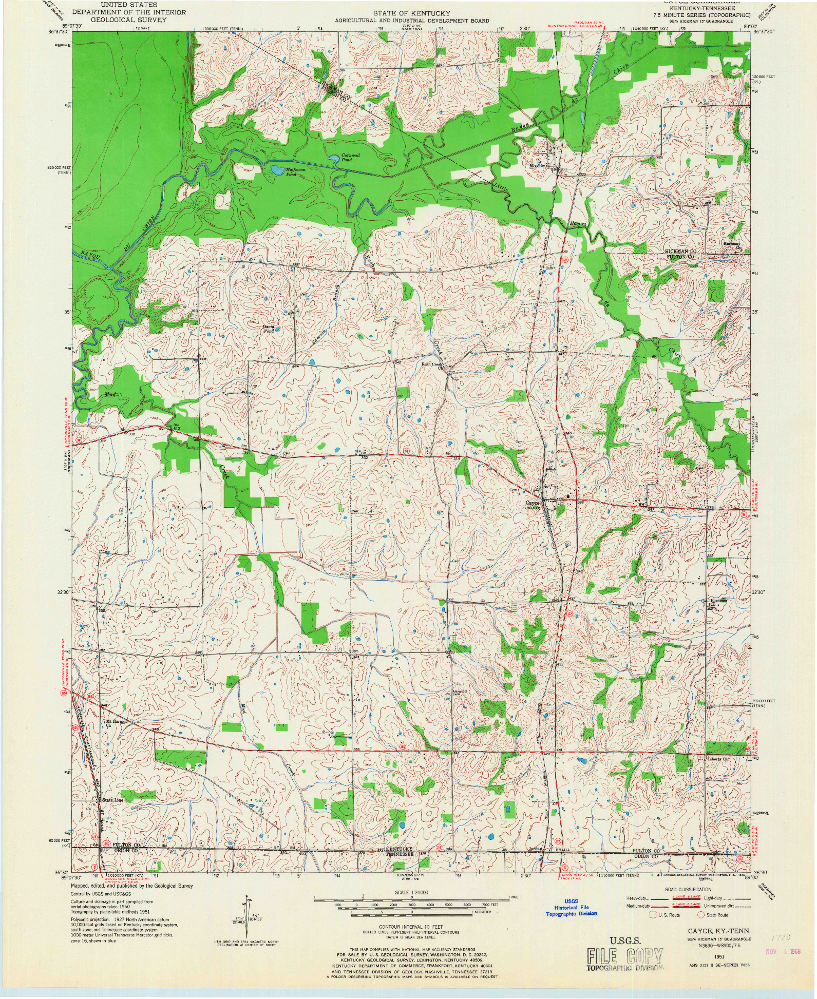 USGS 1:24000-SCALE QUADRANGLE FOR CAYCE, KY 1951