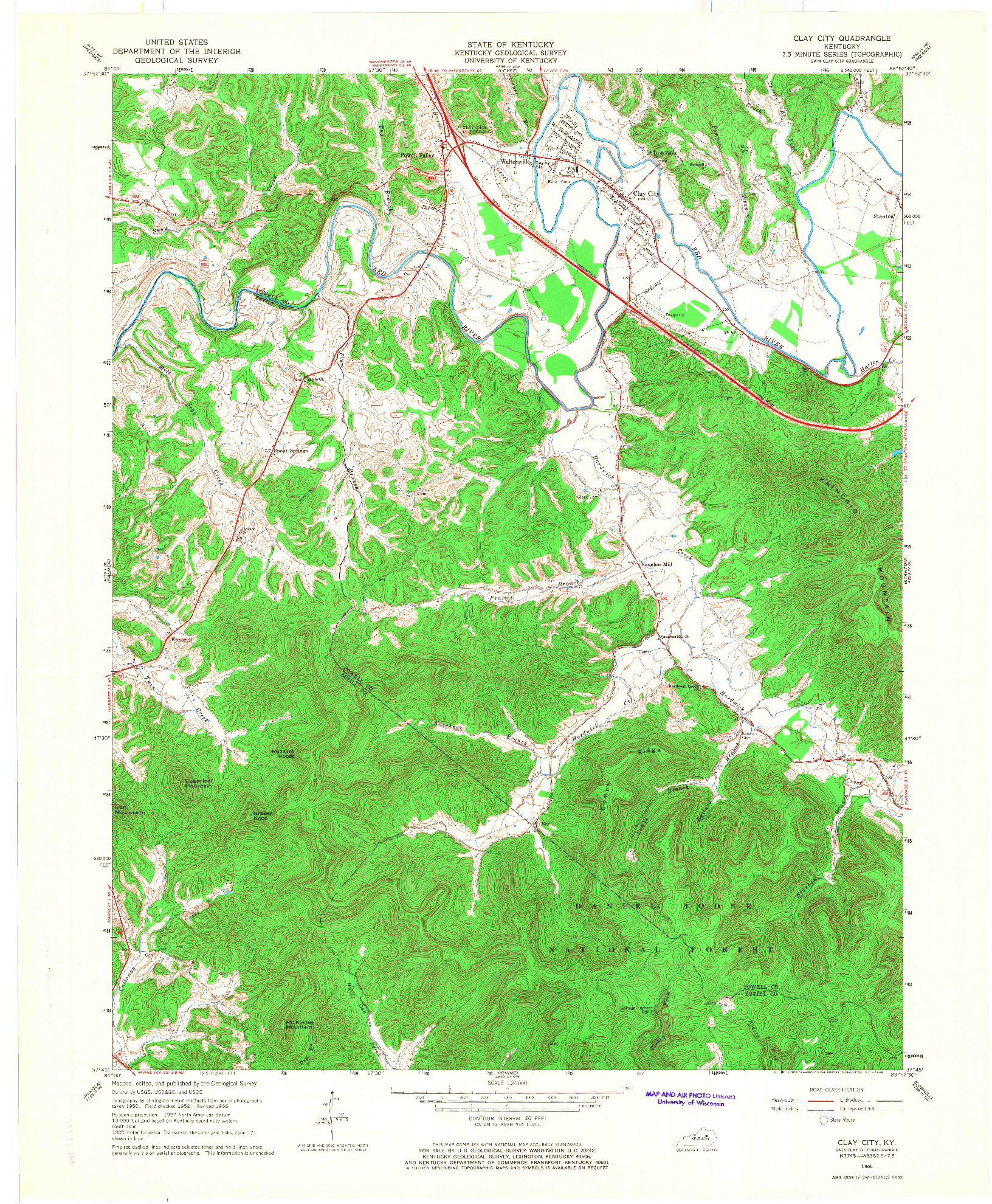 USGS 1:24000-SCALE QUADRANGLE FOR CLAY CITY, KY 1966