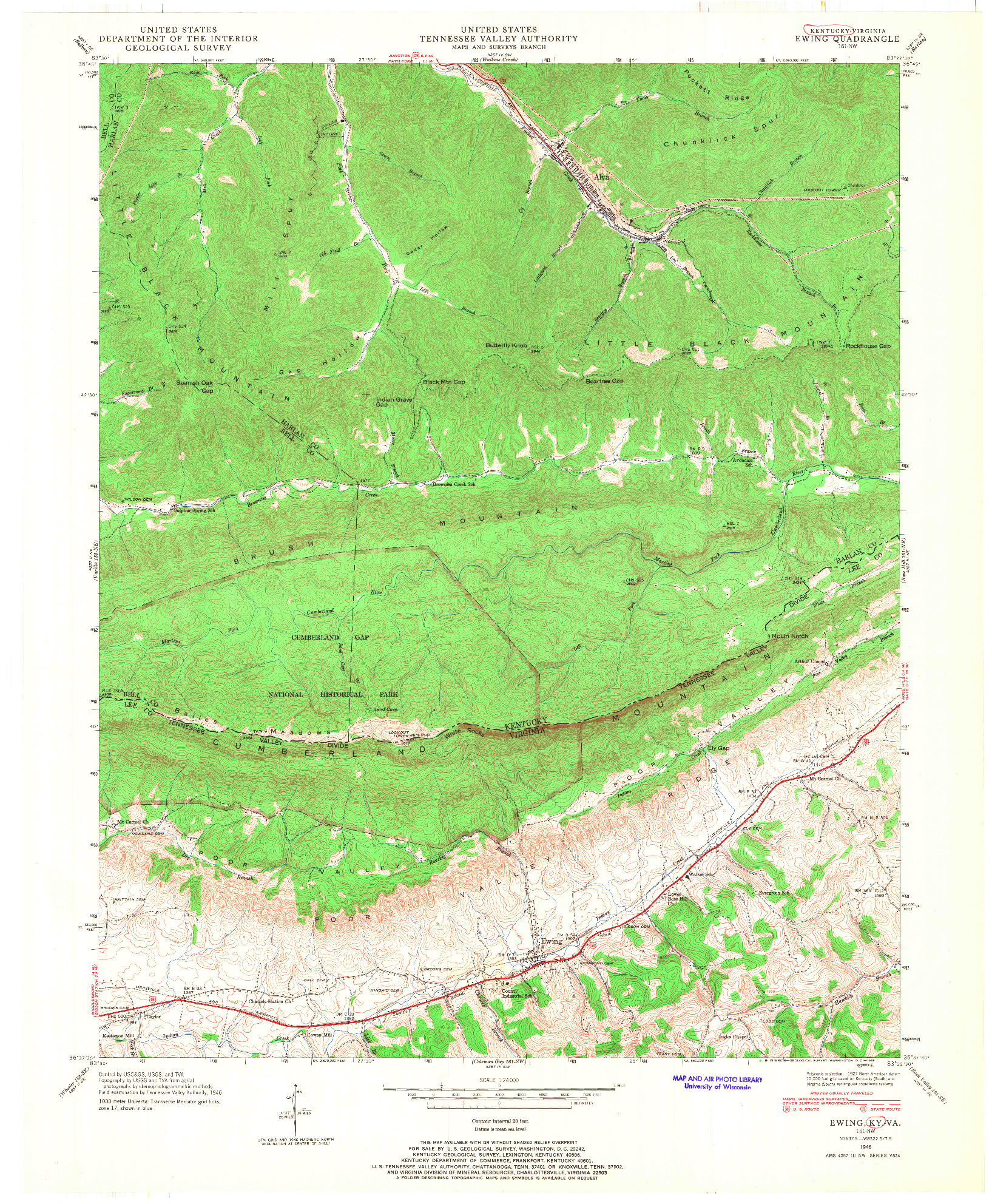 USGS 1:24000-SCALE QUADRANGLE FOR EWING, KY 1946