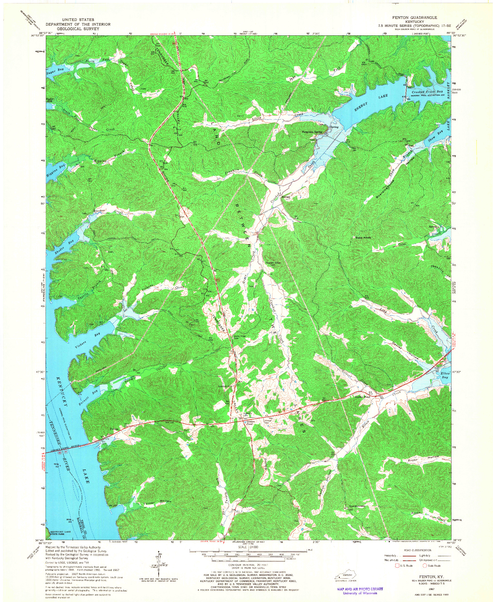 USGS 1:24000-SCALE QUADRANGLE FOR FENTON, KY 1967