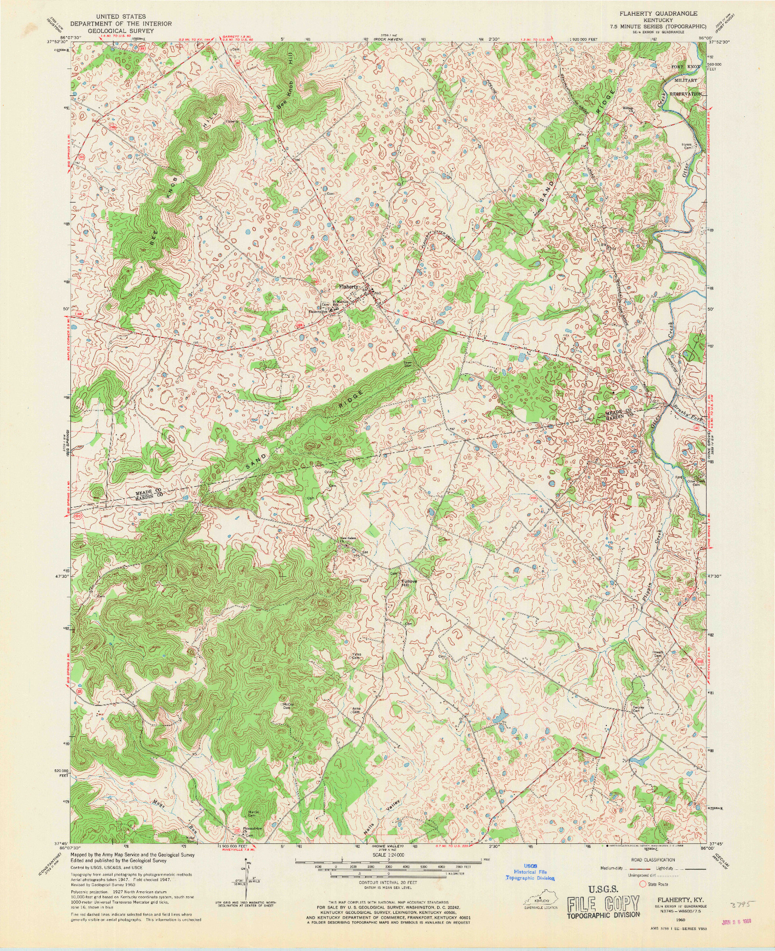 USGS 1:24000-SCALE QUADRANGLE FOR FLAHERTY, KY 1960