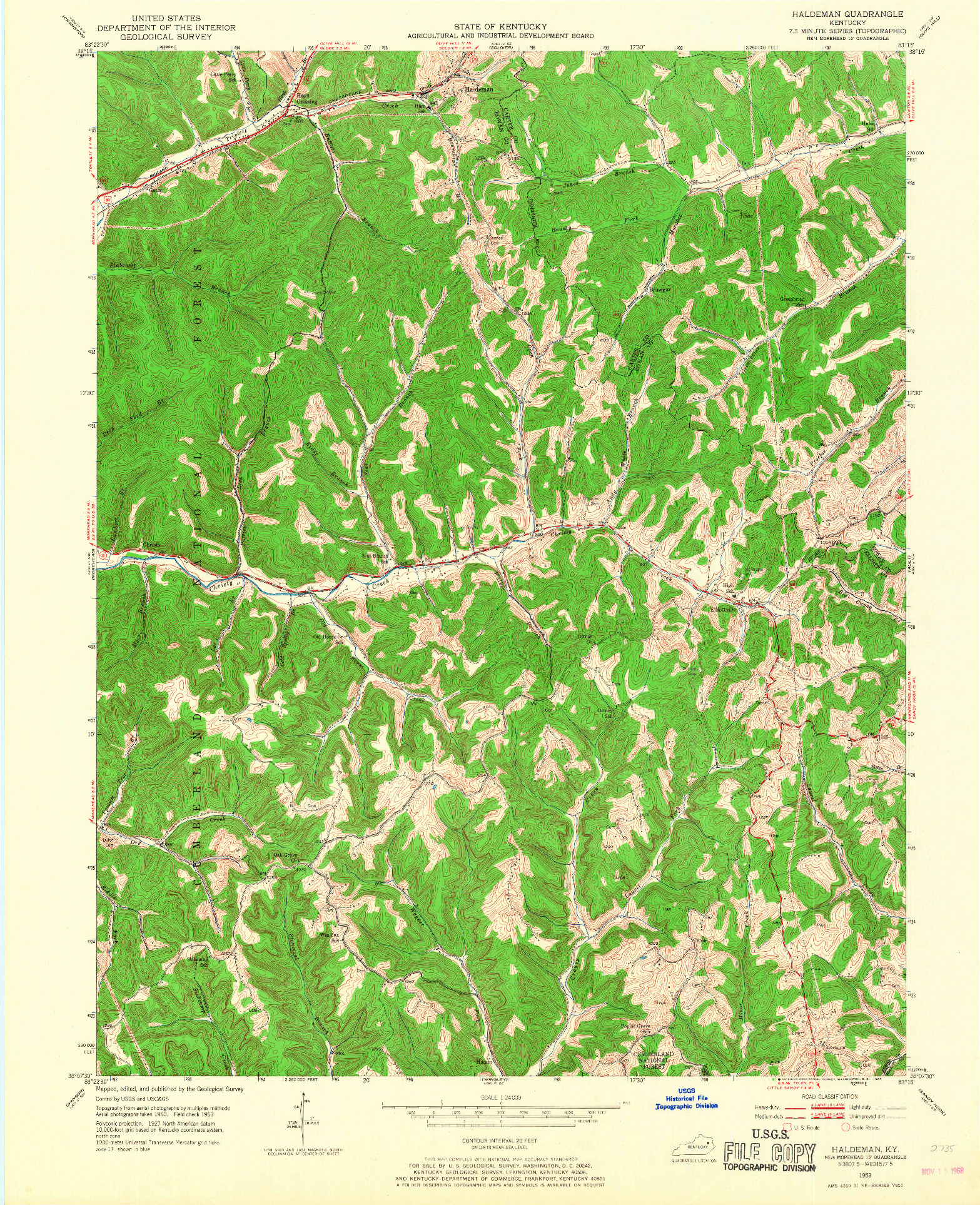 USGS 1:24000-SCALE QUADRANGLE FOR HALDEMAN, KY 1953