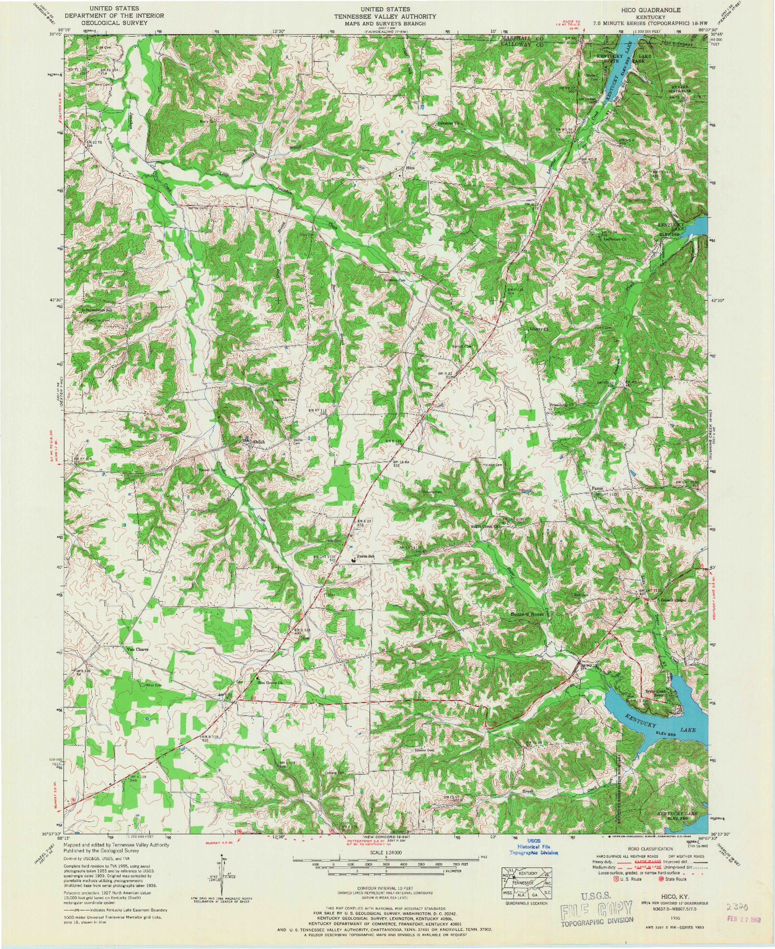 USGS 1:24000-SCALE QUADRANGLE FOR HICO, KY 1955