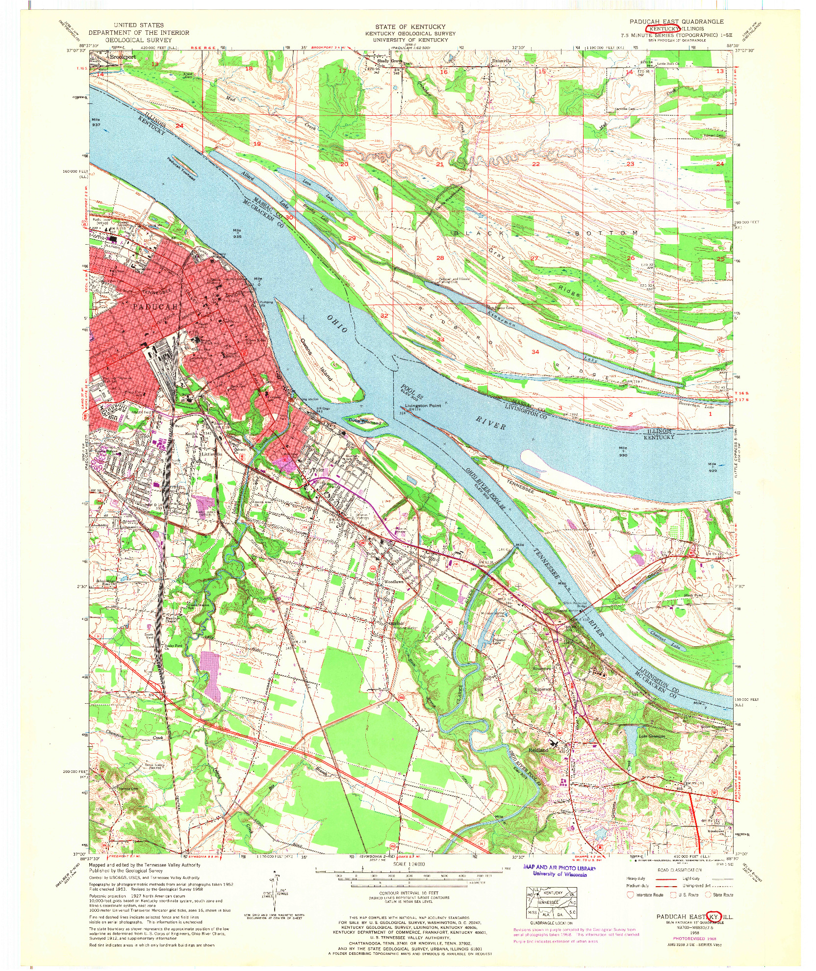 USGS 1:24000-SCALE QUADRANGLE FOR PADUCAH EAST, KY 1958